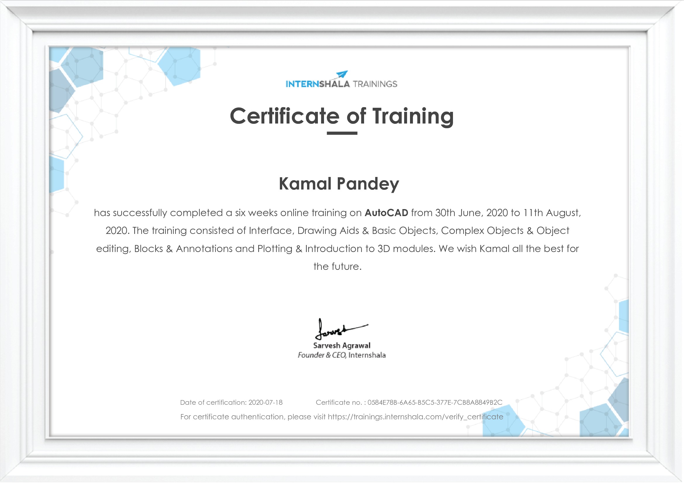 Certificate of completion