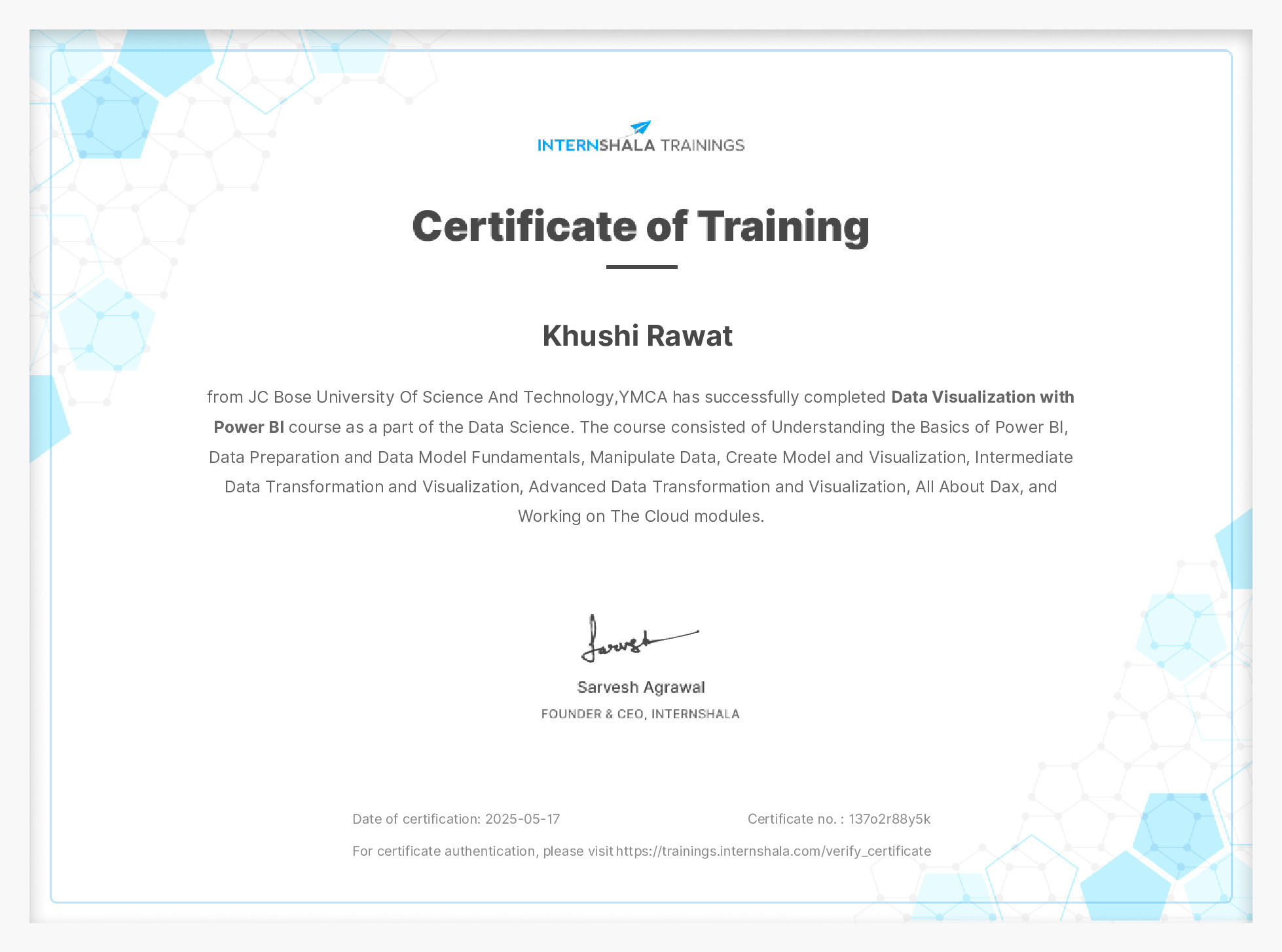 Certificate of completion