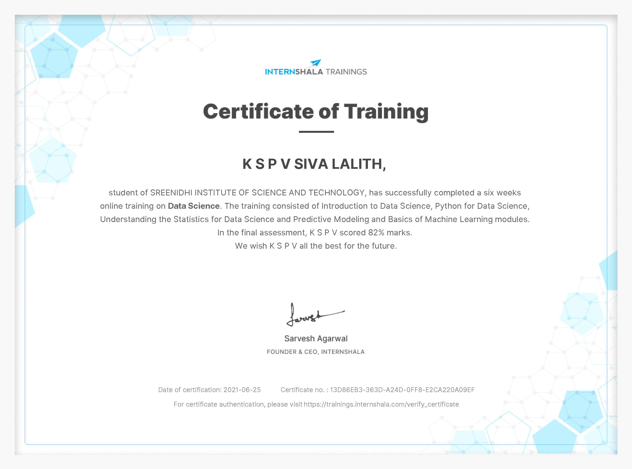 Certificate of completion