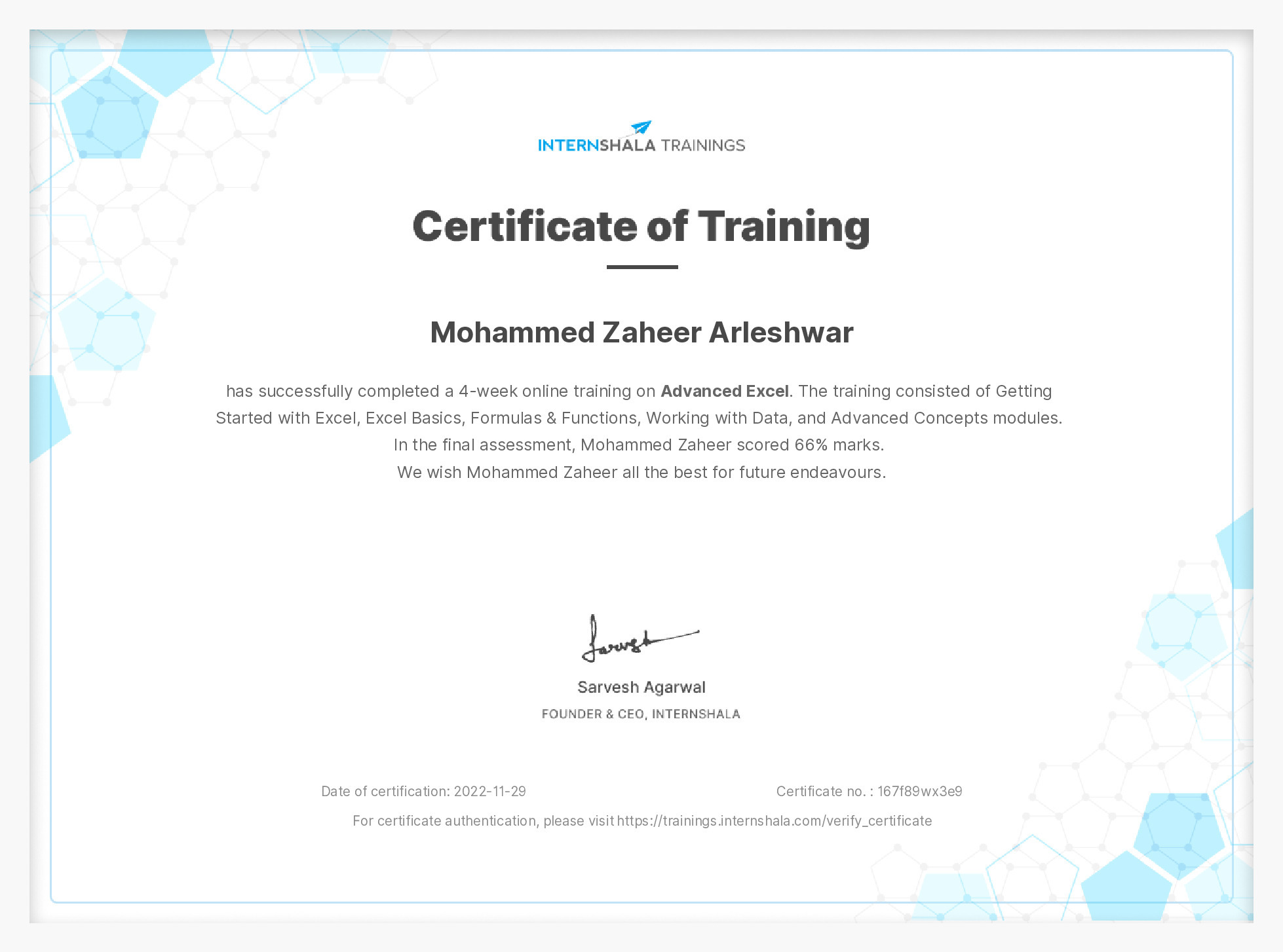 Certificate of completion
