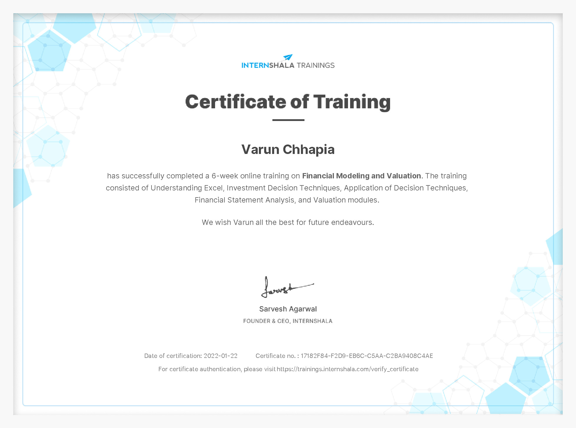 Certificate of completion