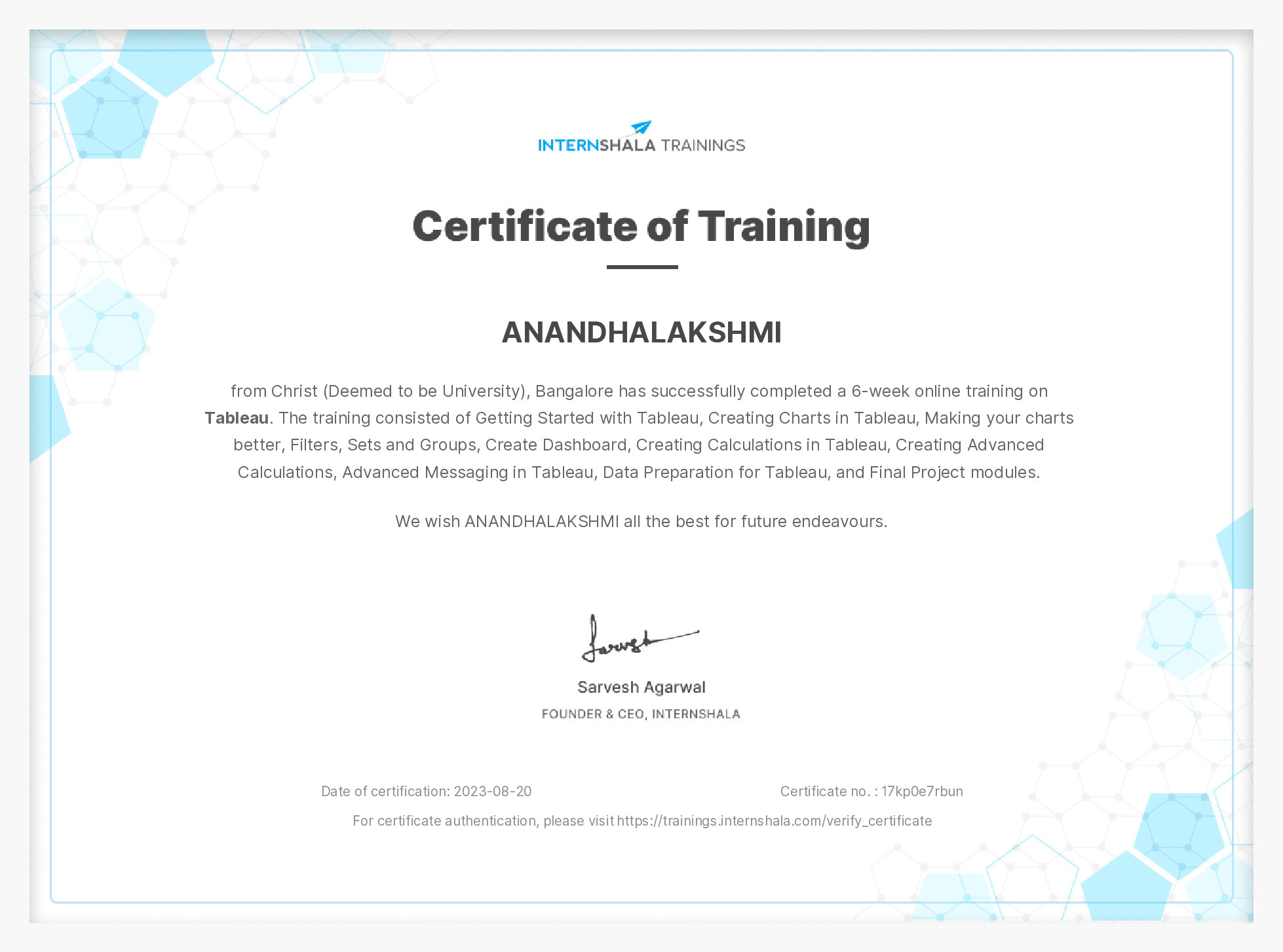 Certificate of completion