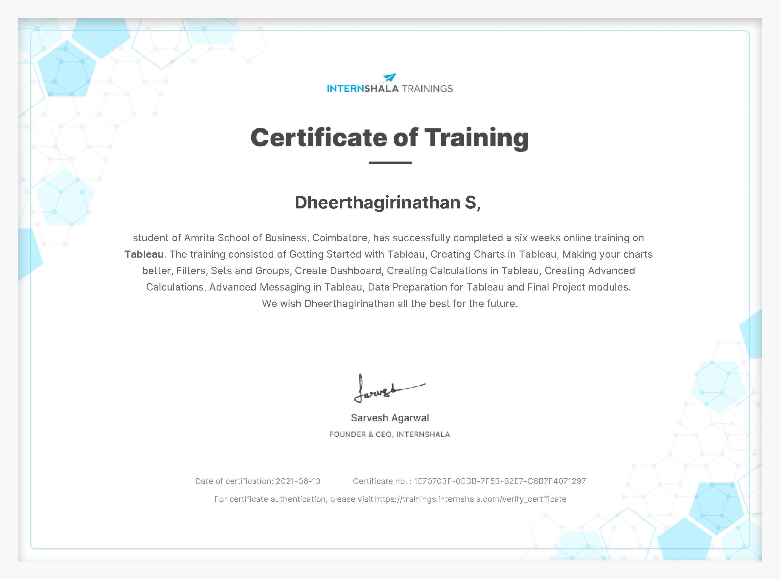 Certificate of completion