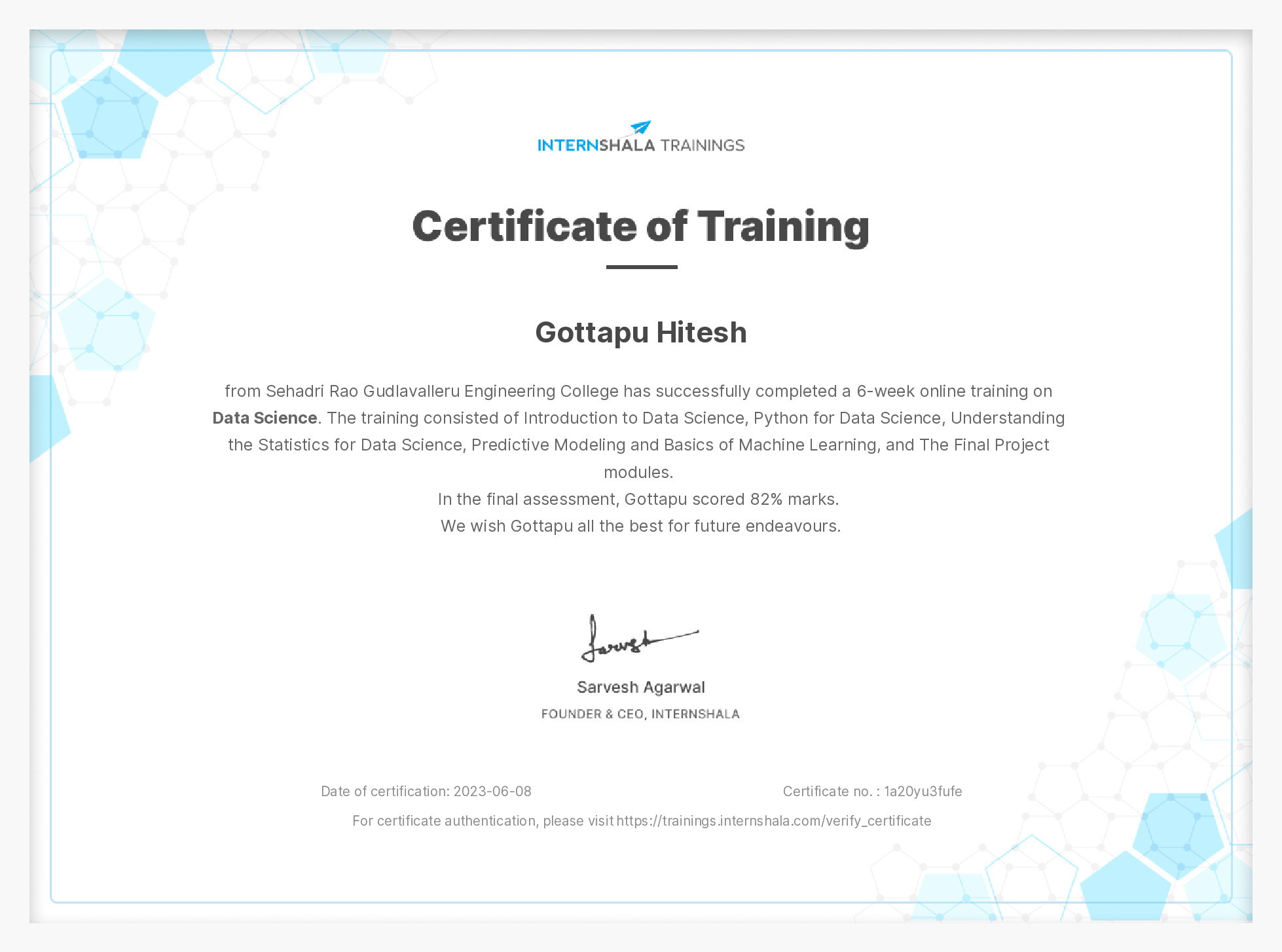 Certificate of completion