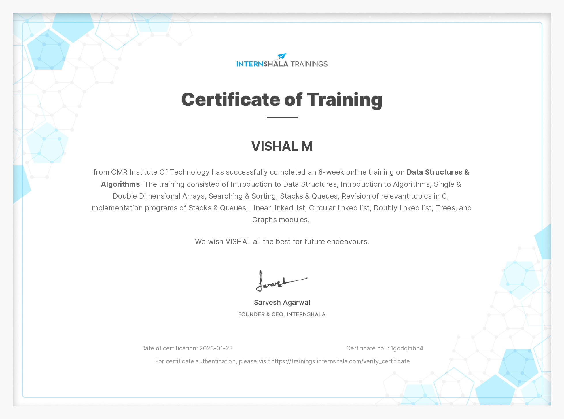 Certificate of completion