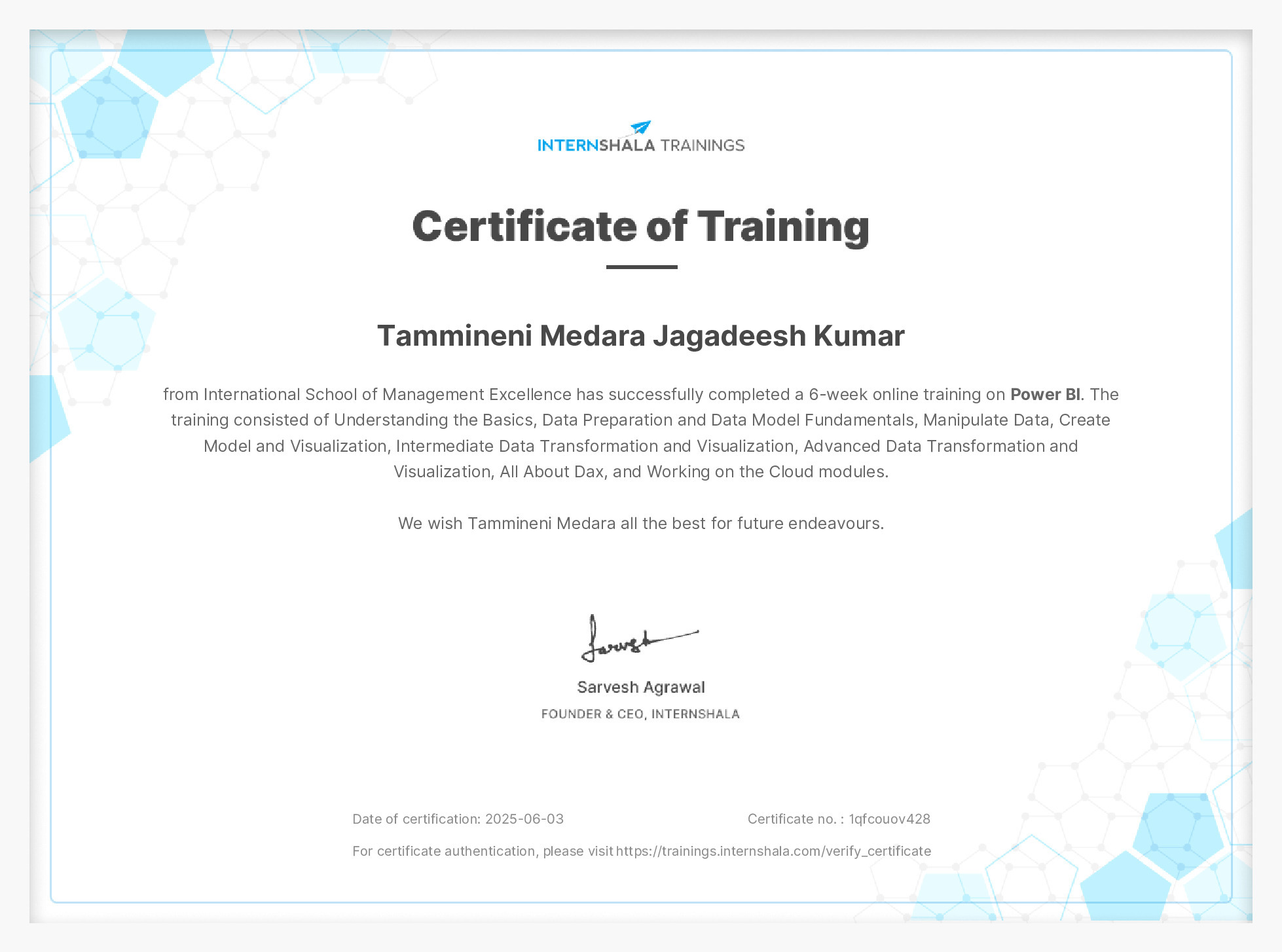 Certificate of completion