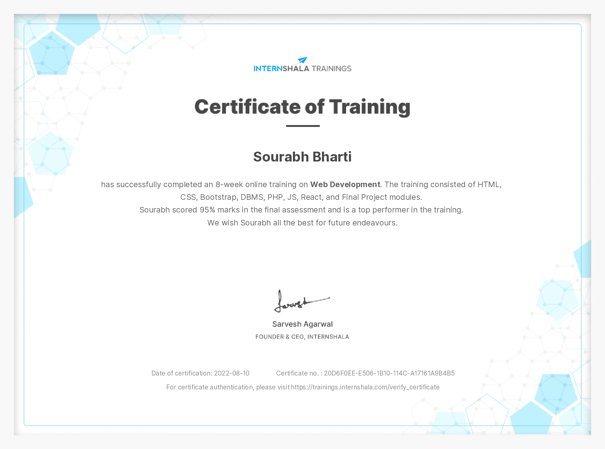 Certificate of completion