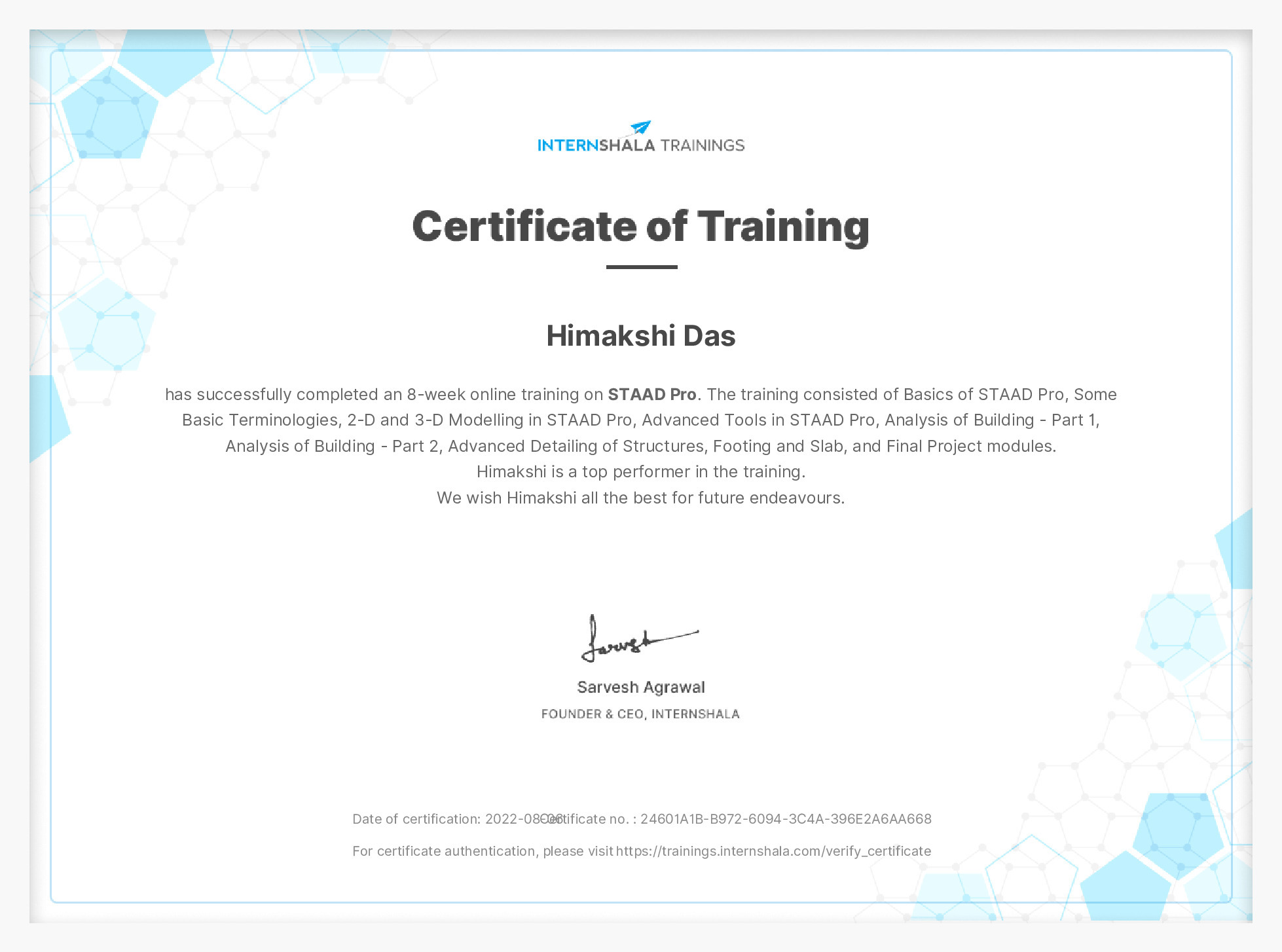 Certificate of completion
