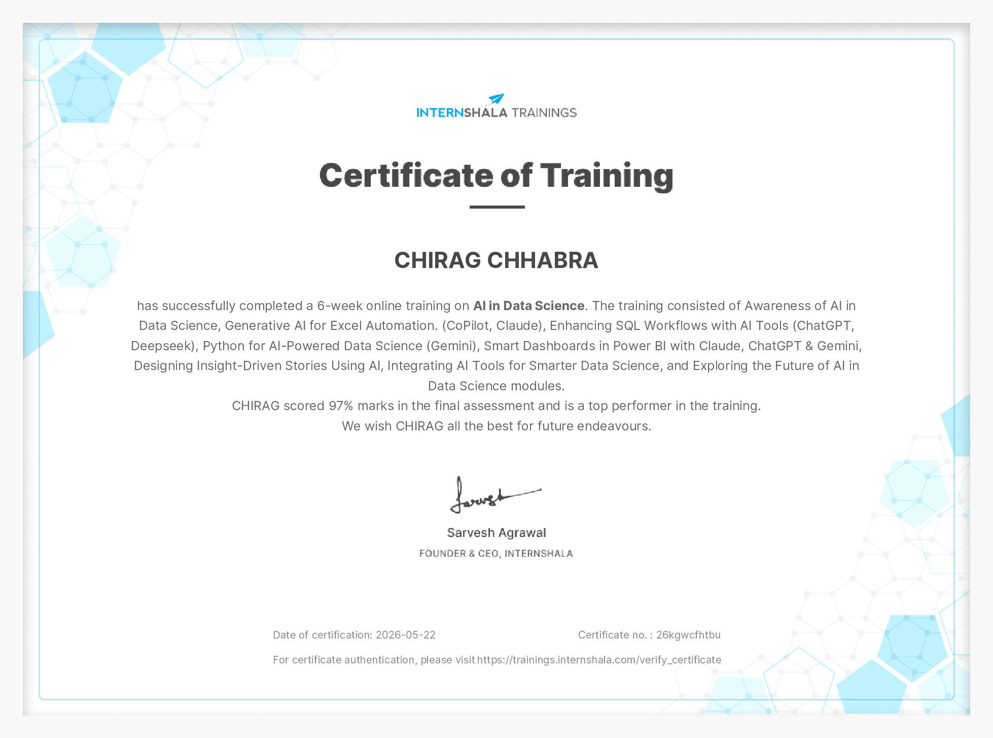 Certificate of completion