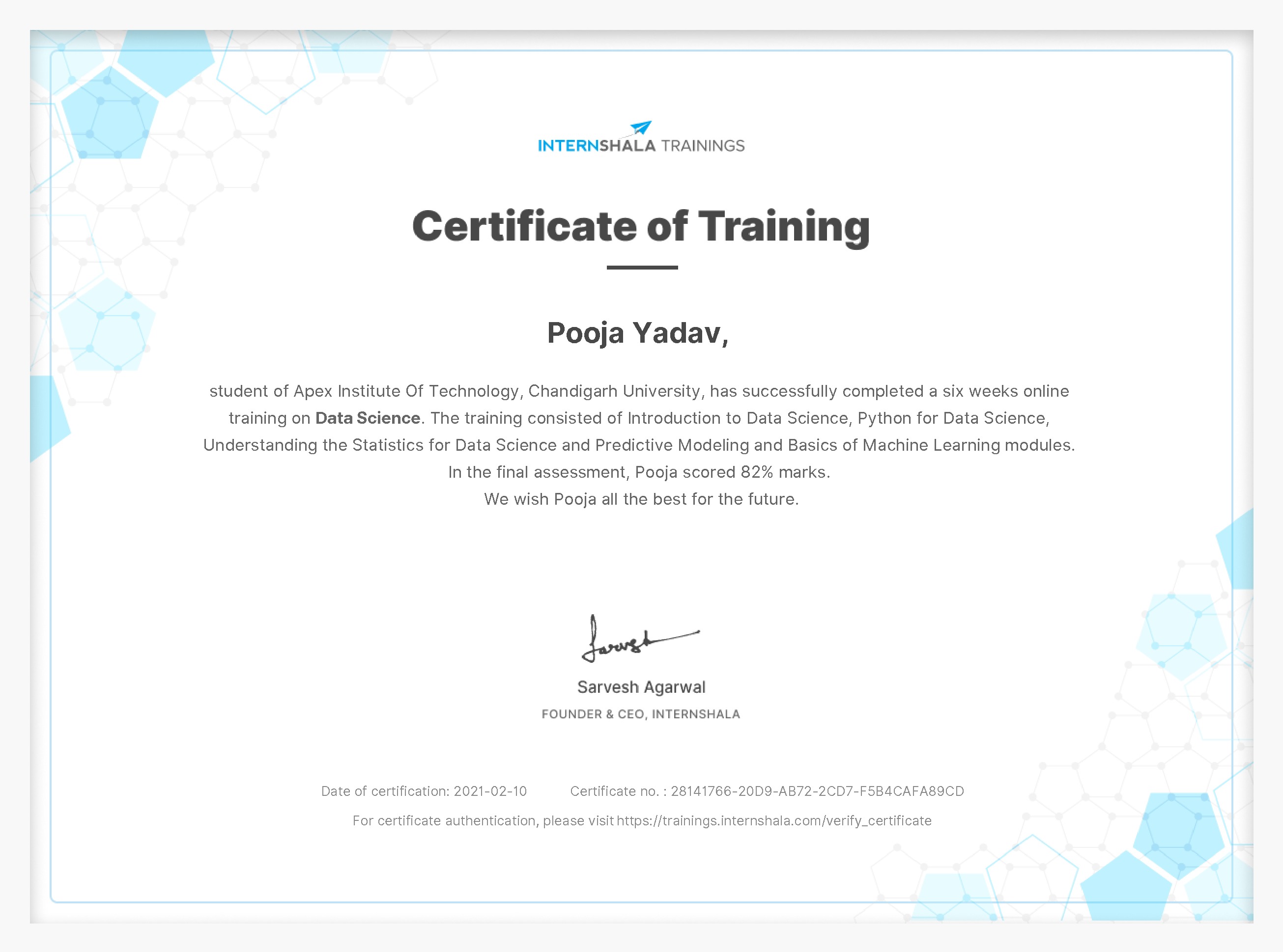 Certificate of completion