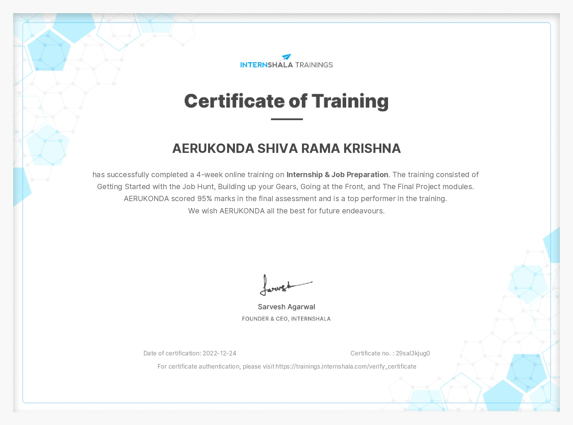 Certificate of completion