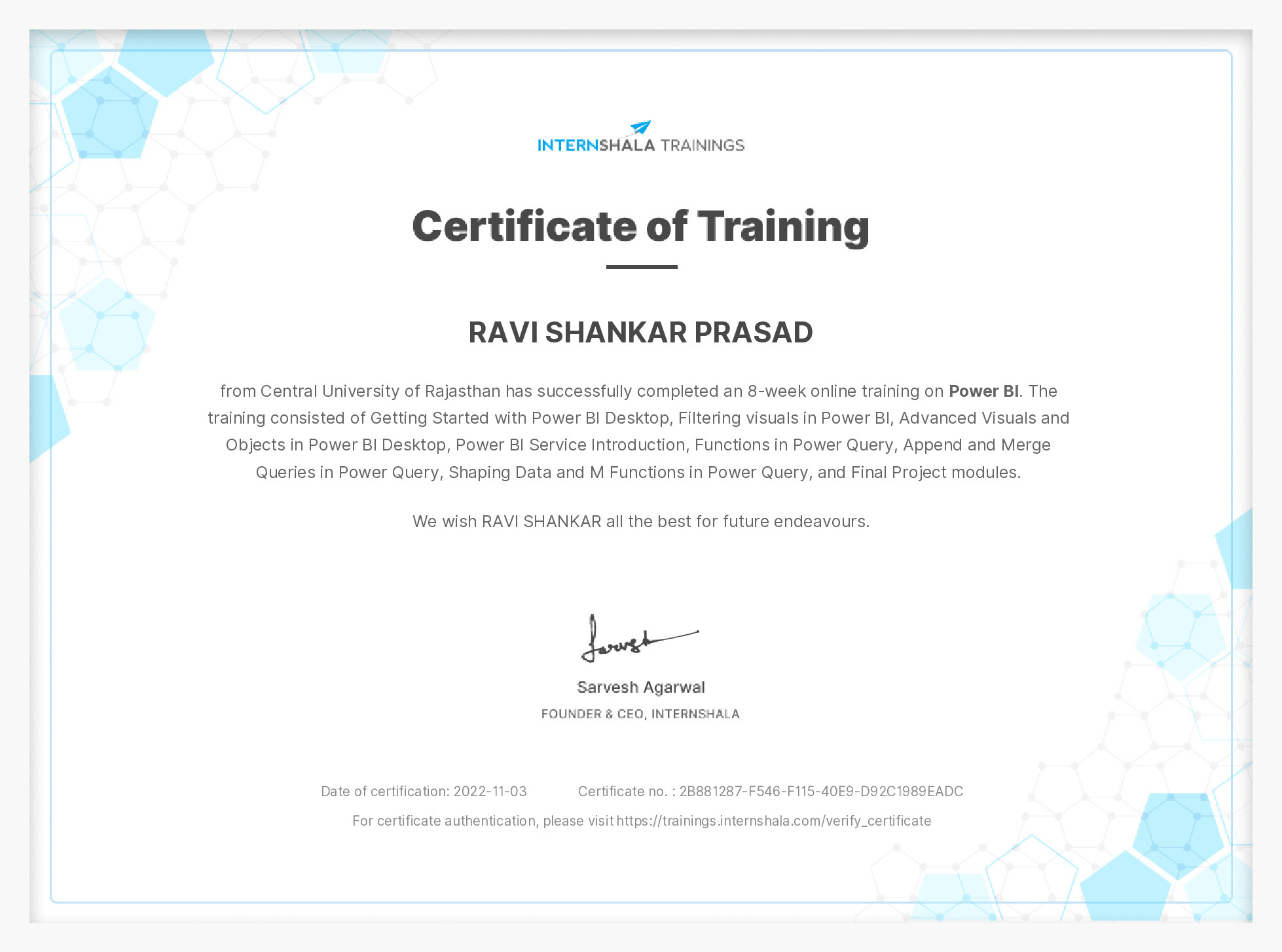 Certificate of completion