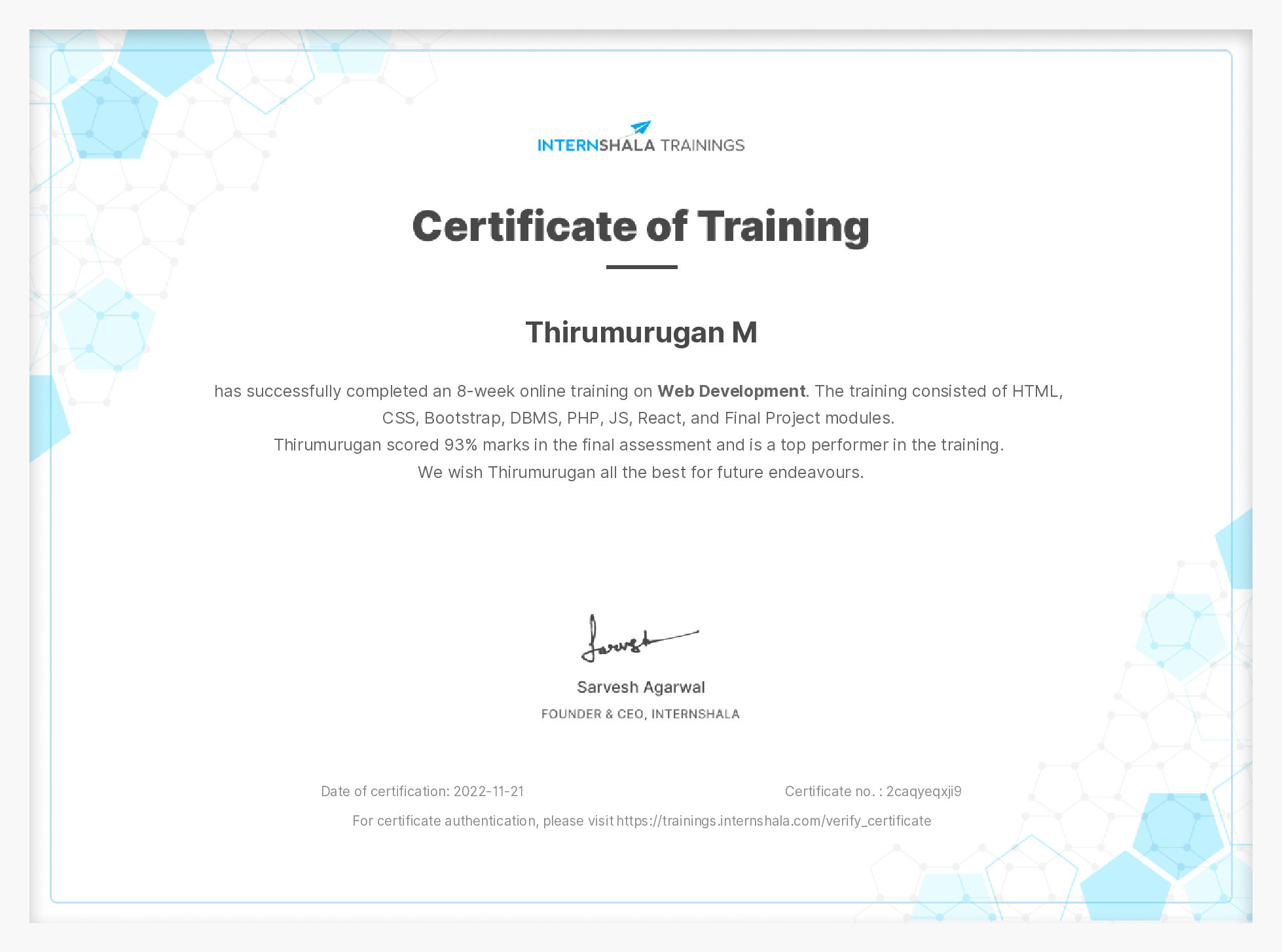 Certificate of completion