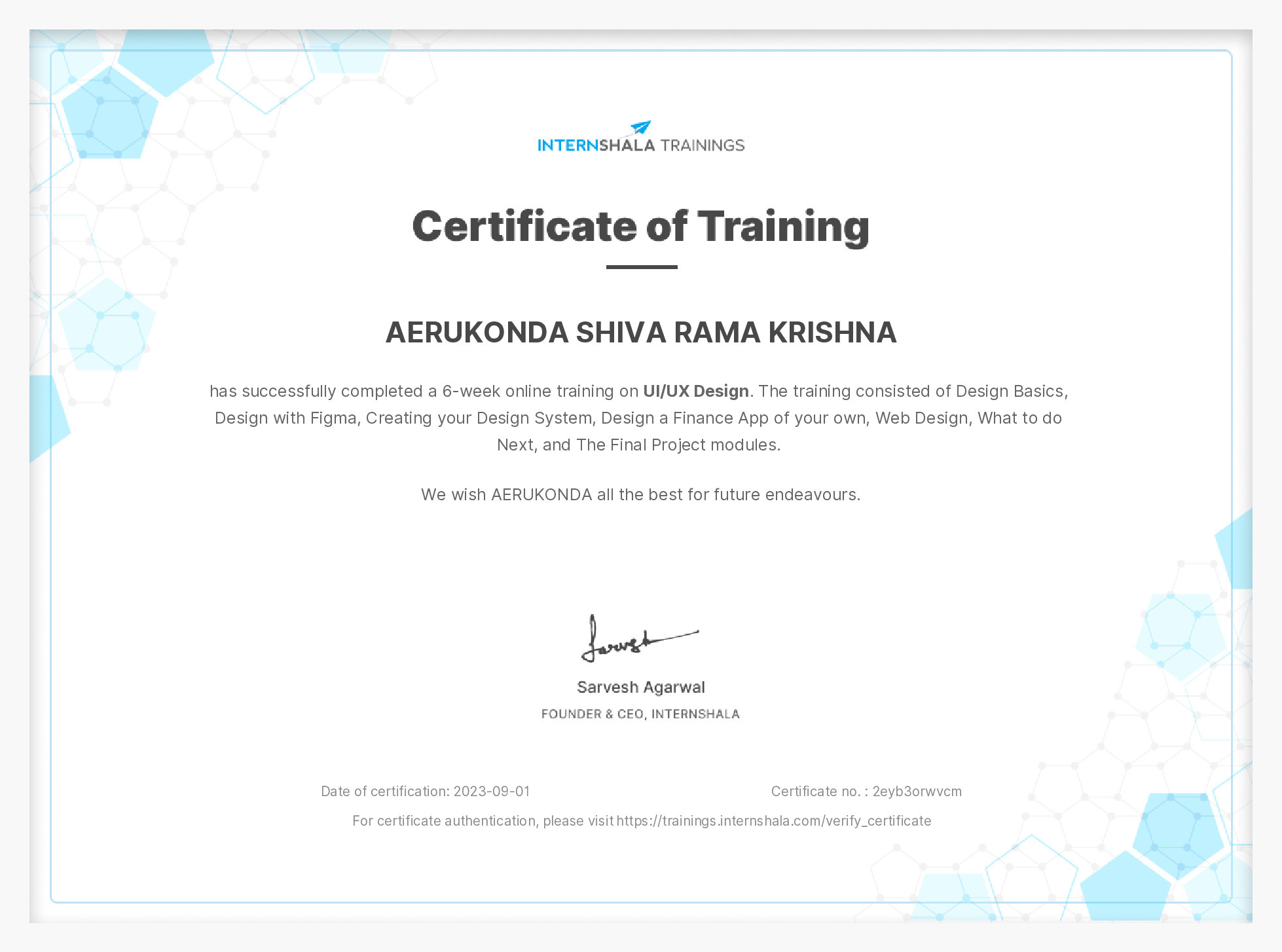 Certificate of completion