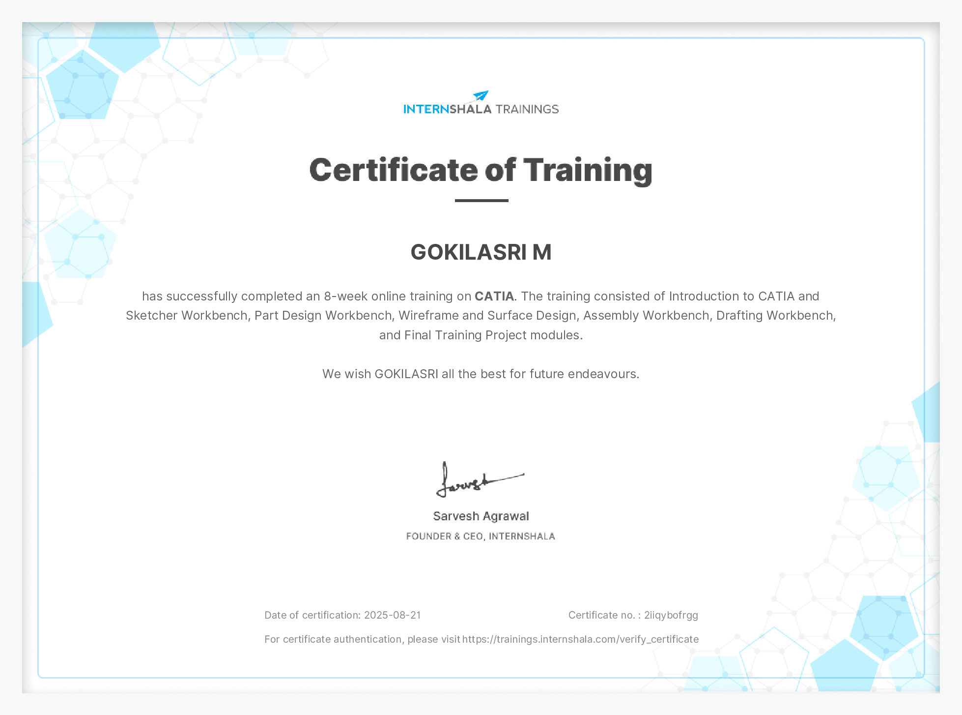 Certificate of completion