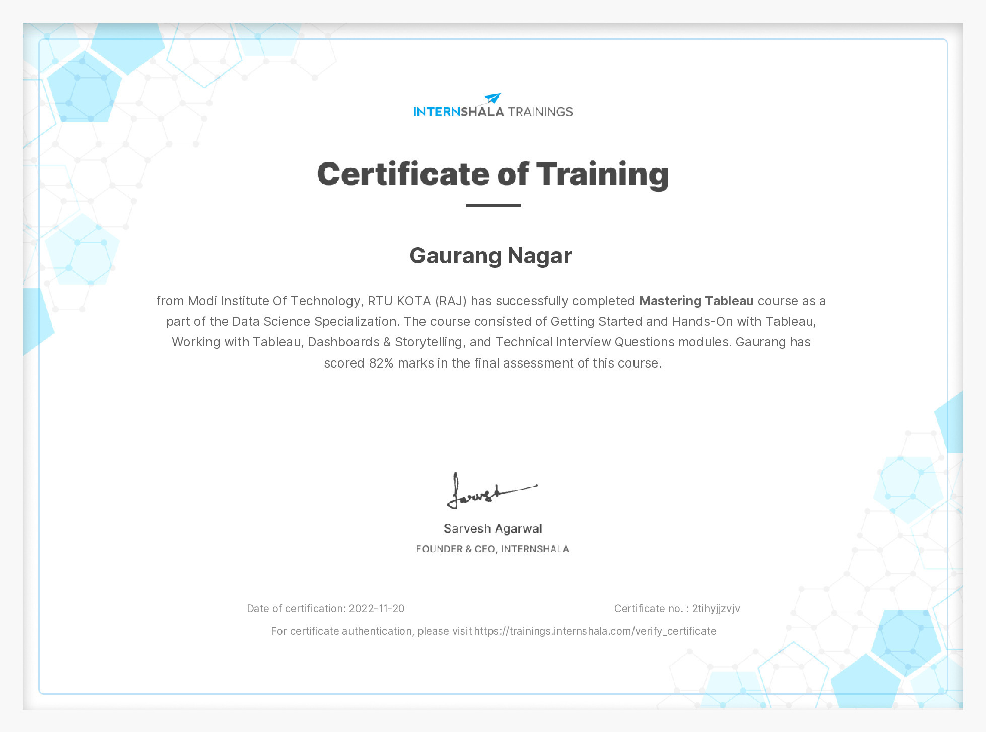 Certificate of completion