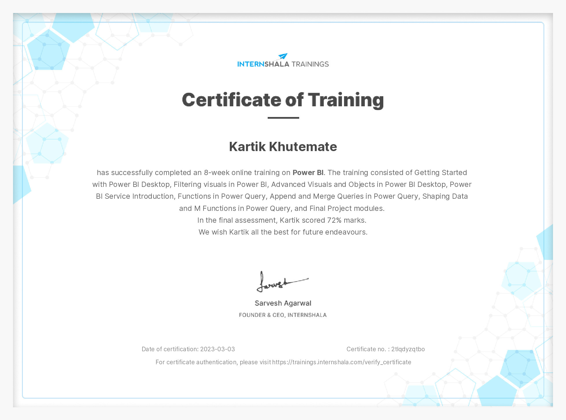 Certificate of completion