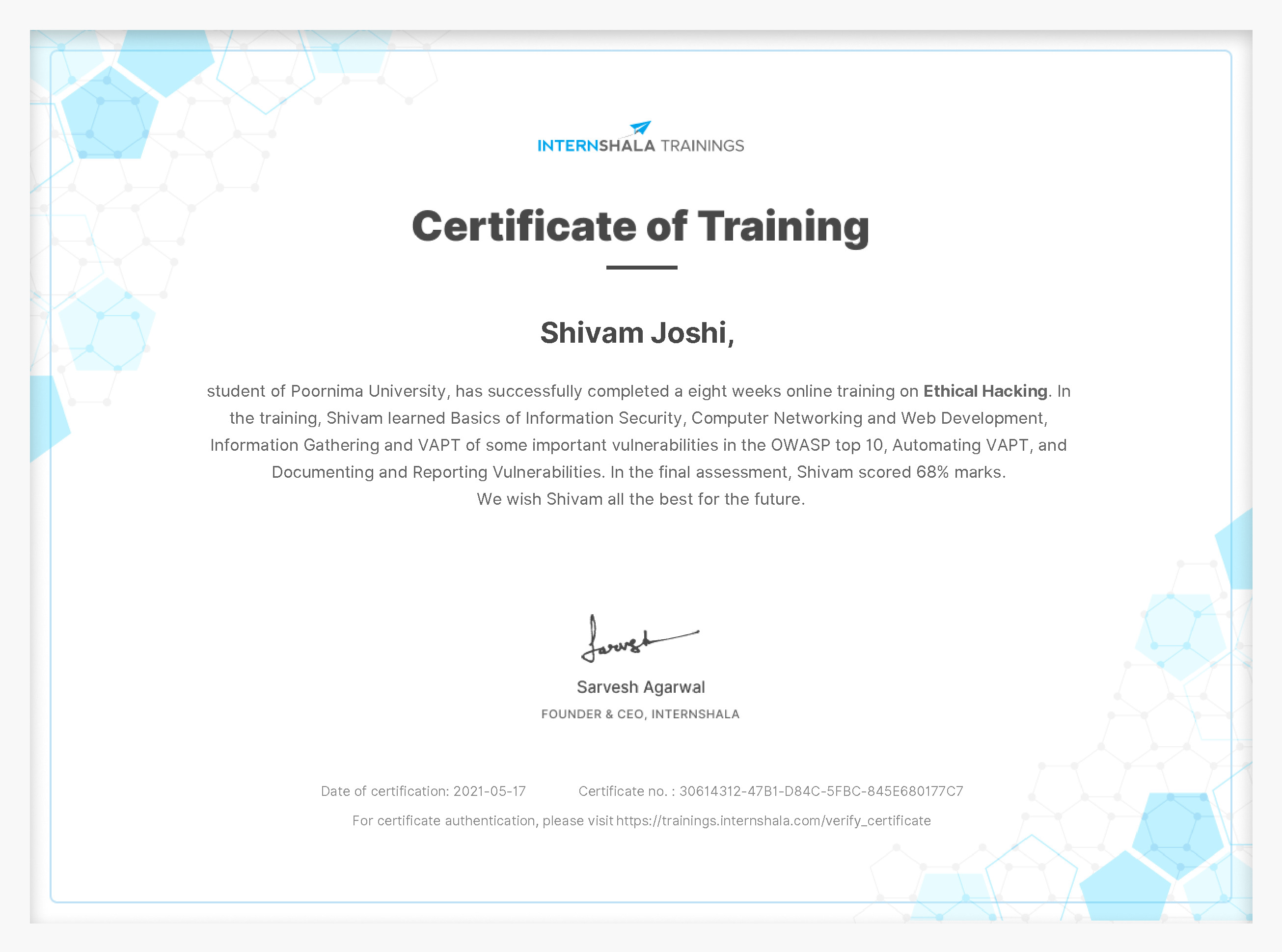 Certificate of completion