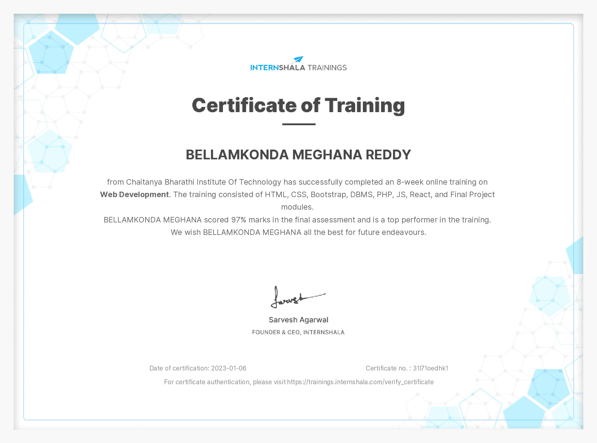 Certificate of completion