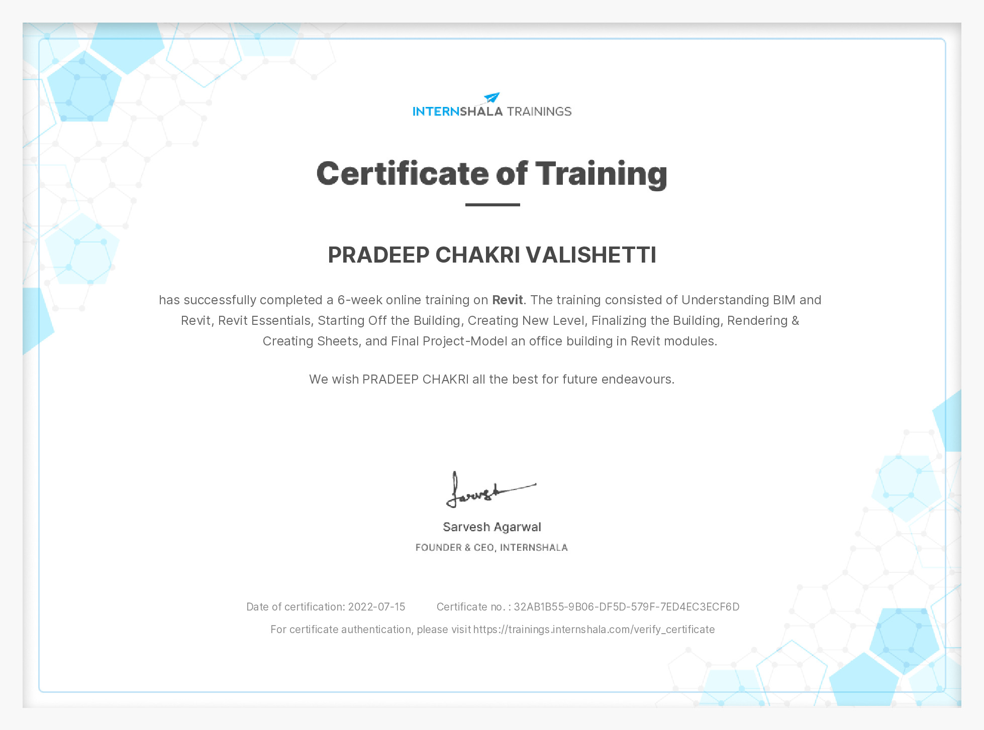 Certificate of completion
