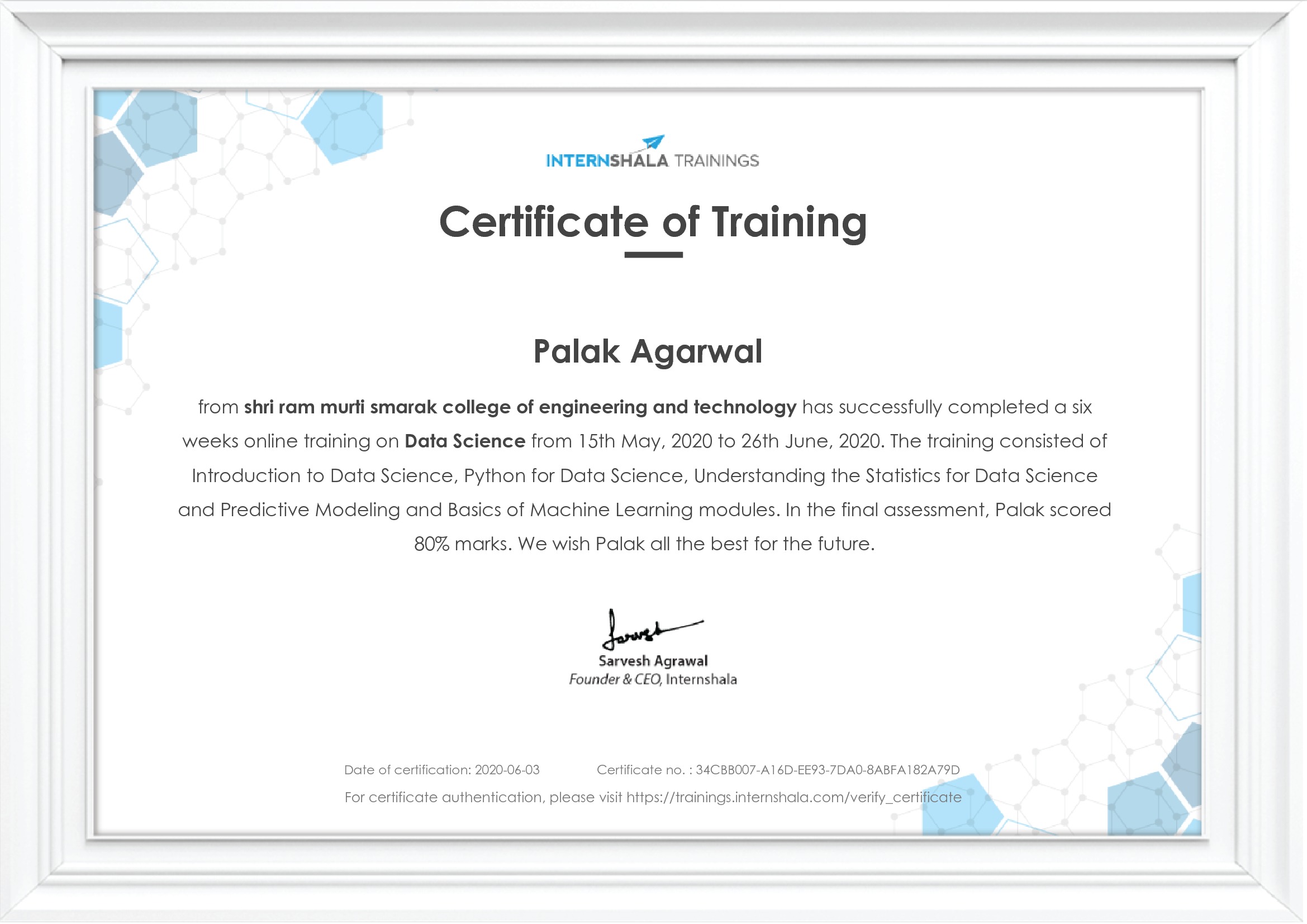 Certificate of completion