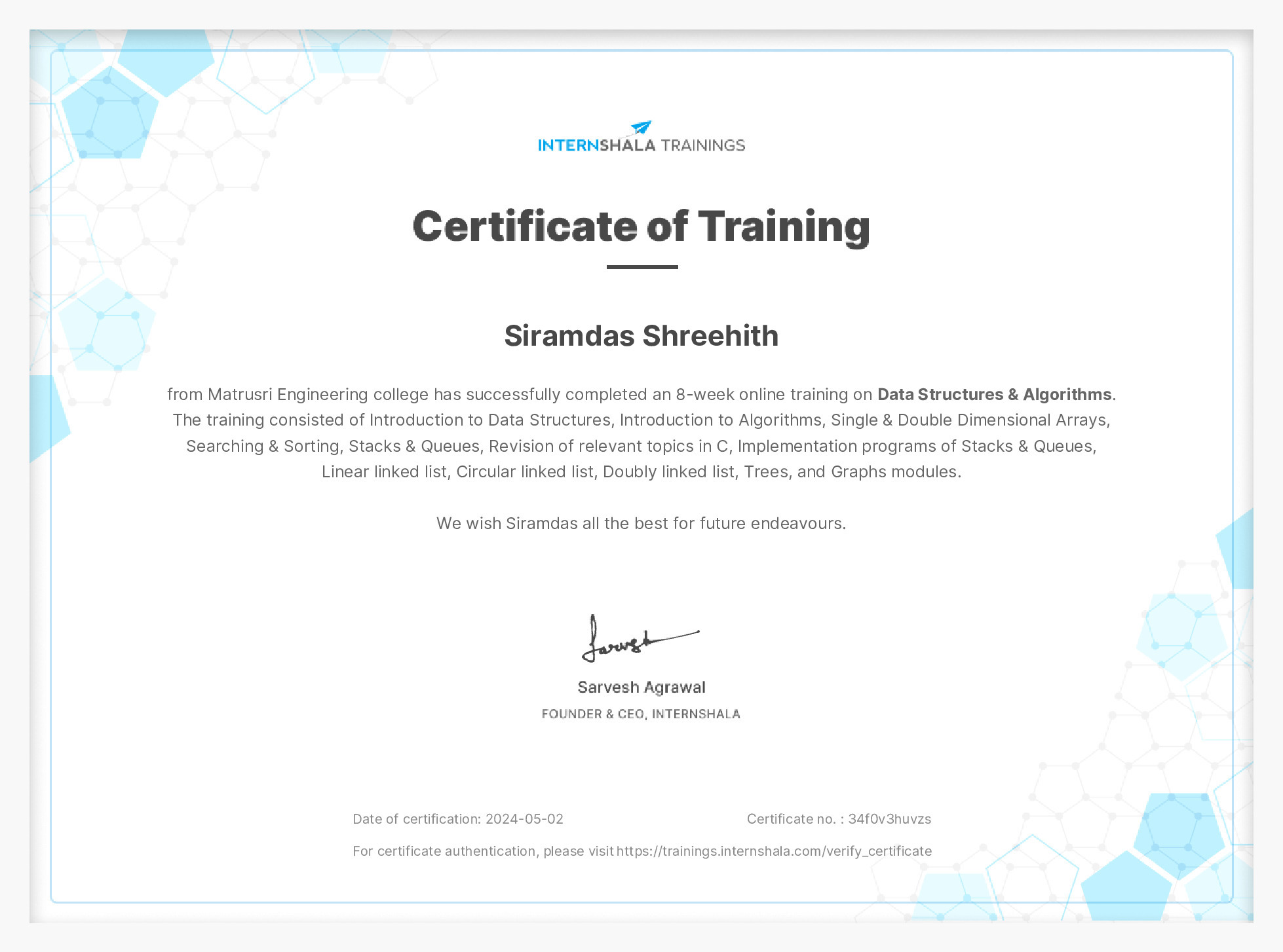 Certificate of completion