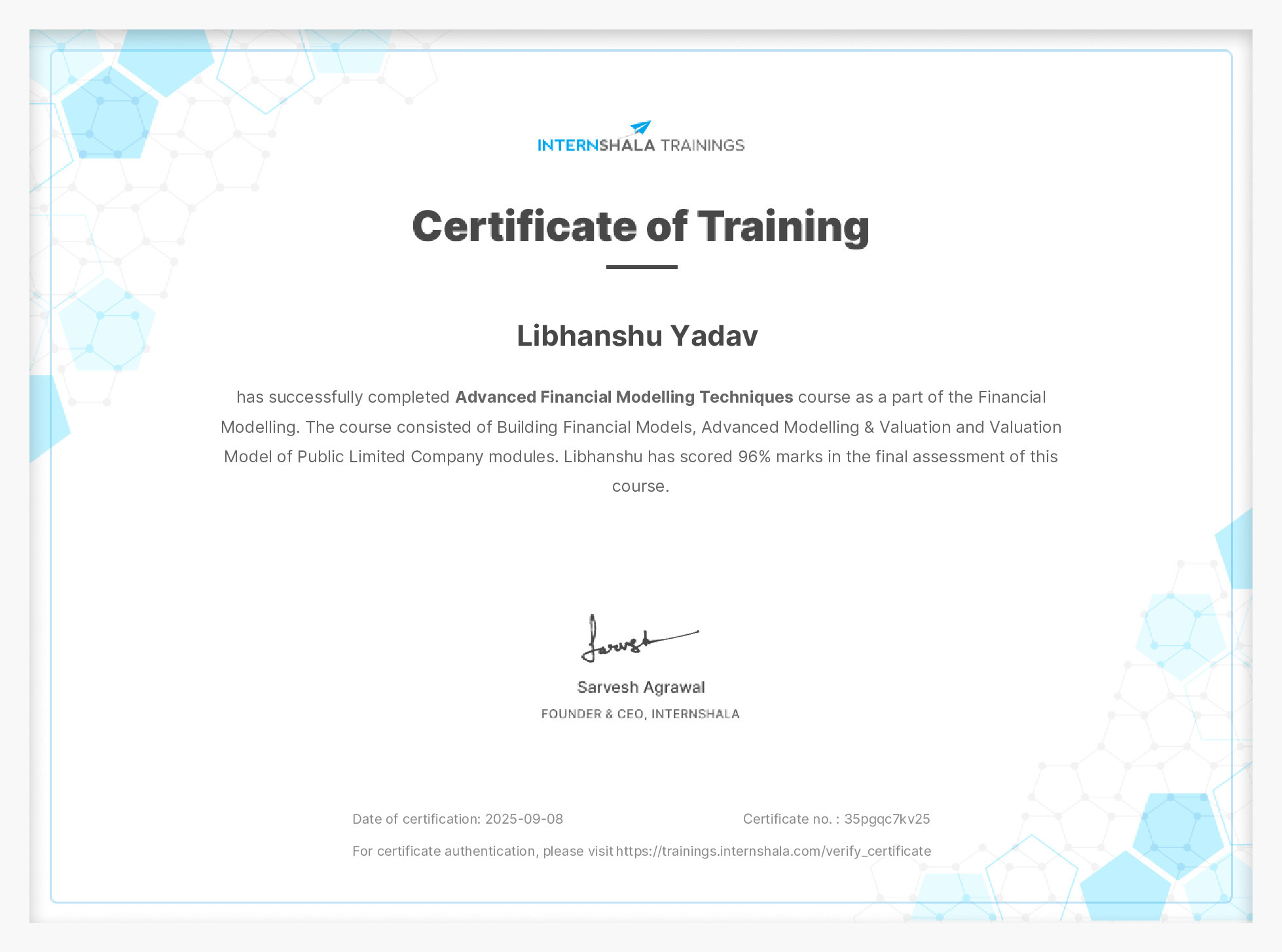 Certificate of completion