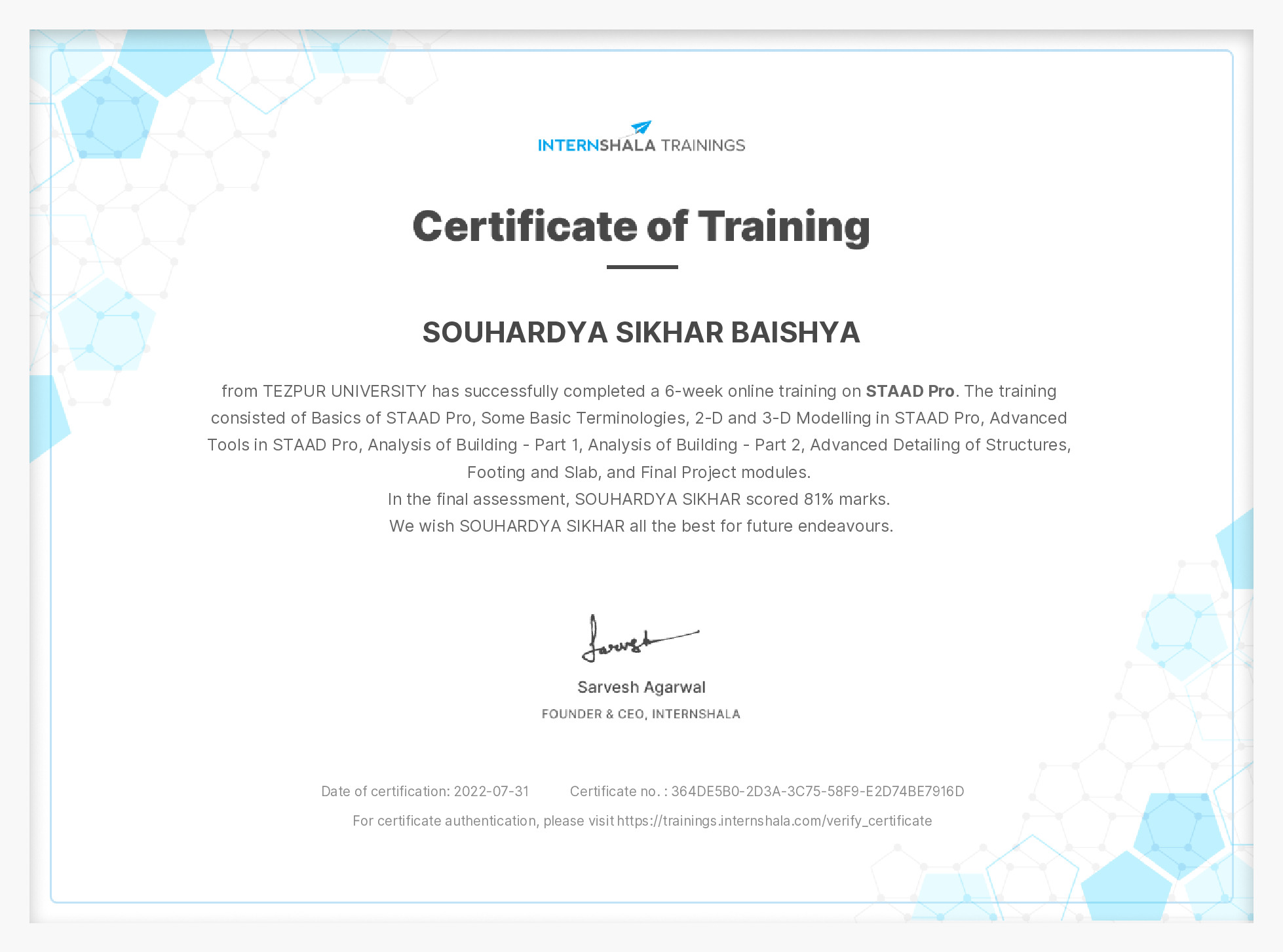 Certificate of completion