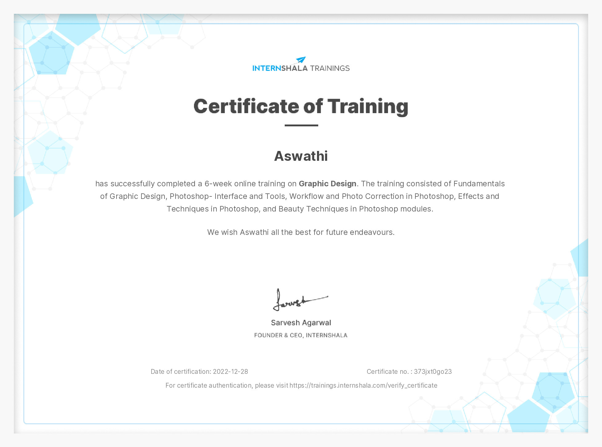 Certificate of completion