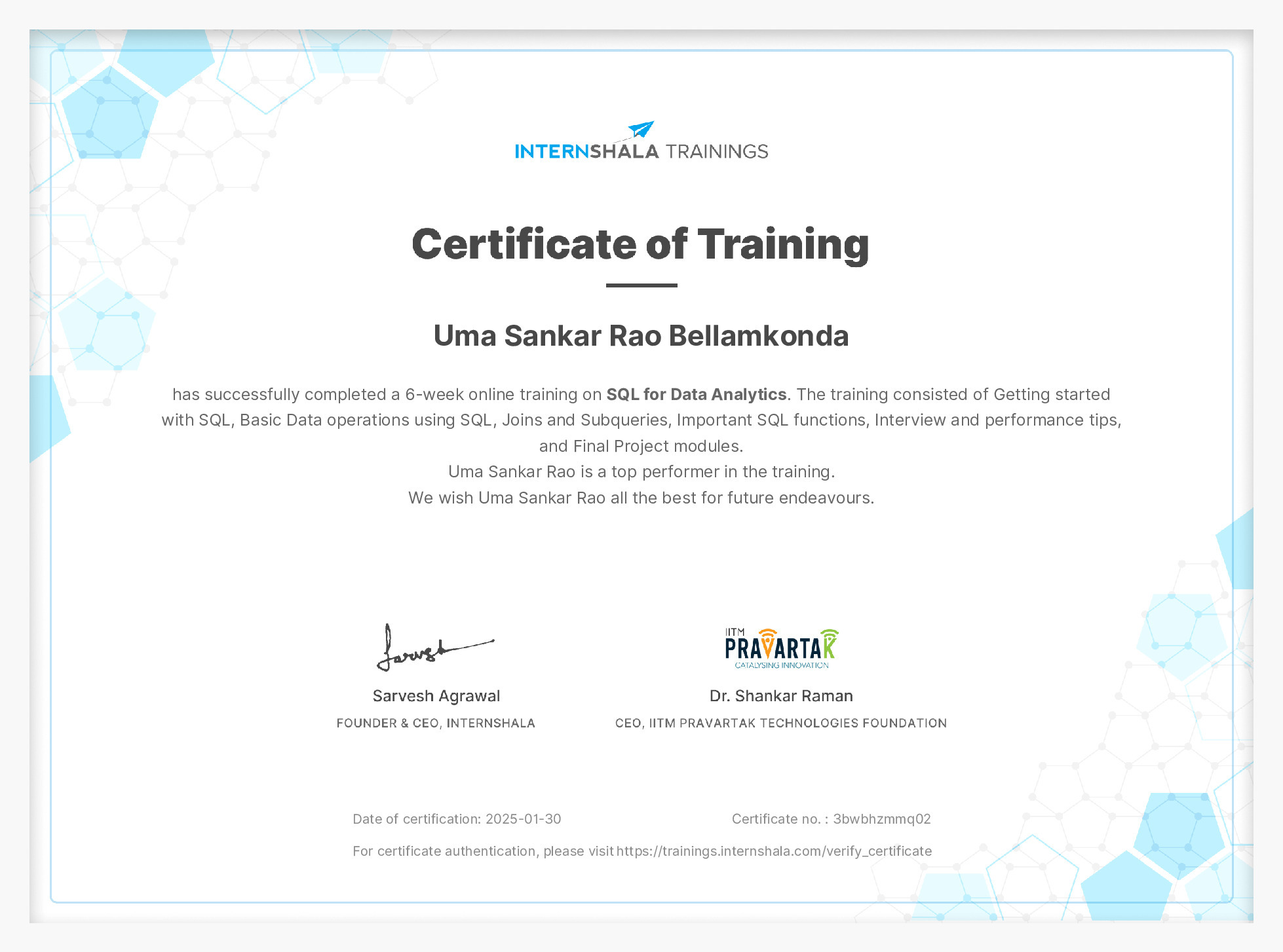 Certificate of completion