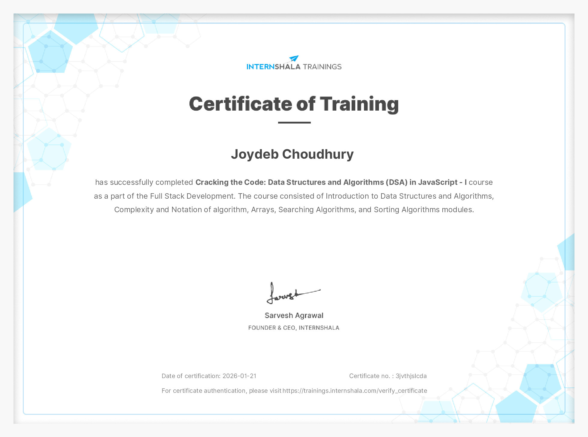 Certificate of completion