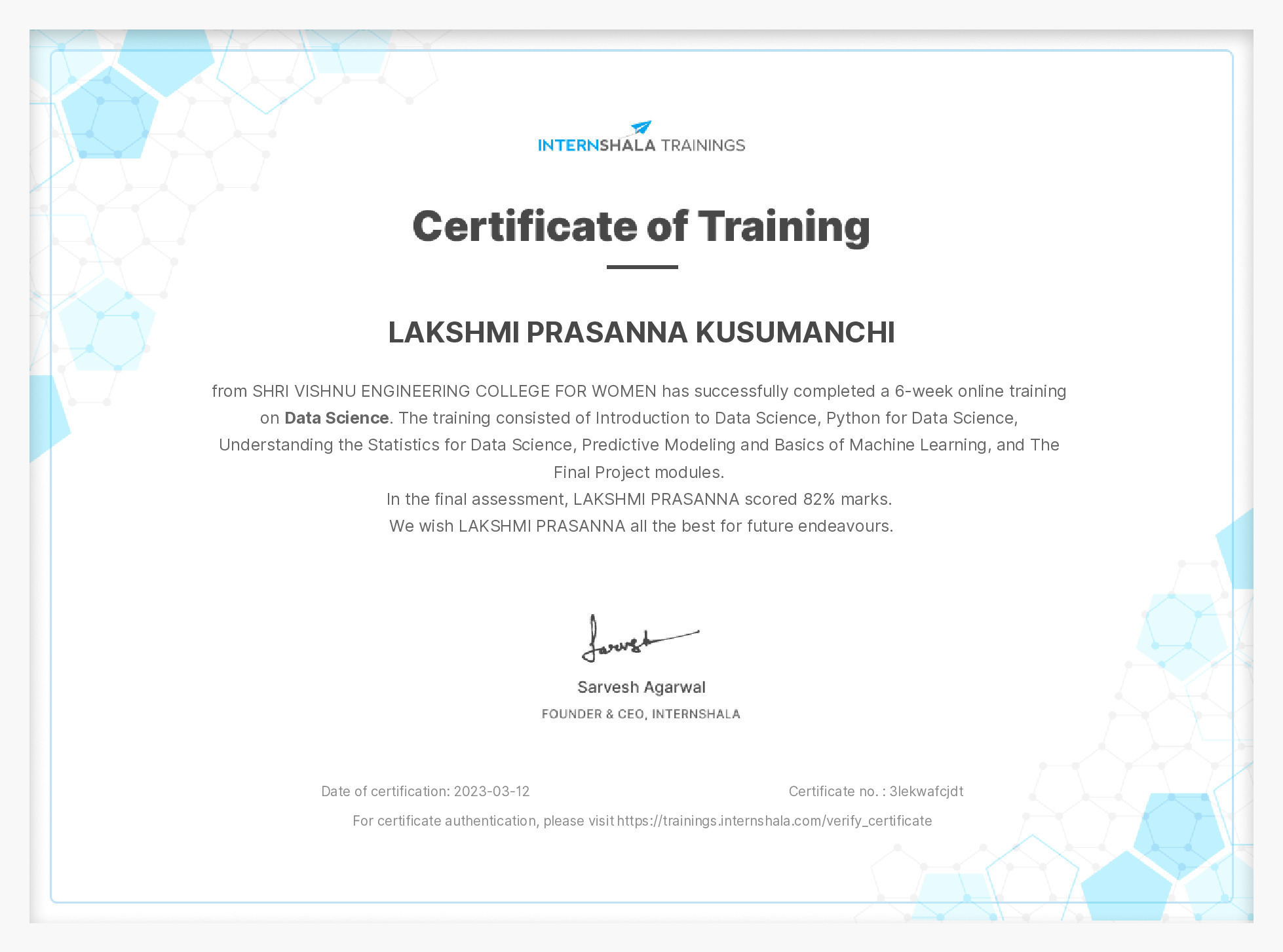 Certificate of completion