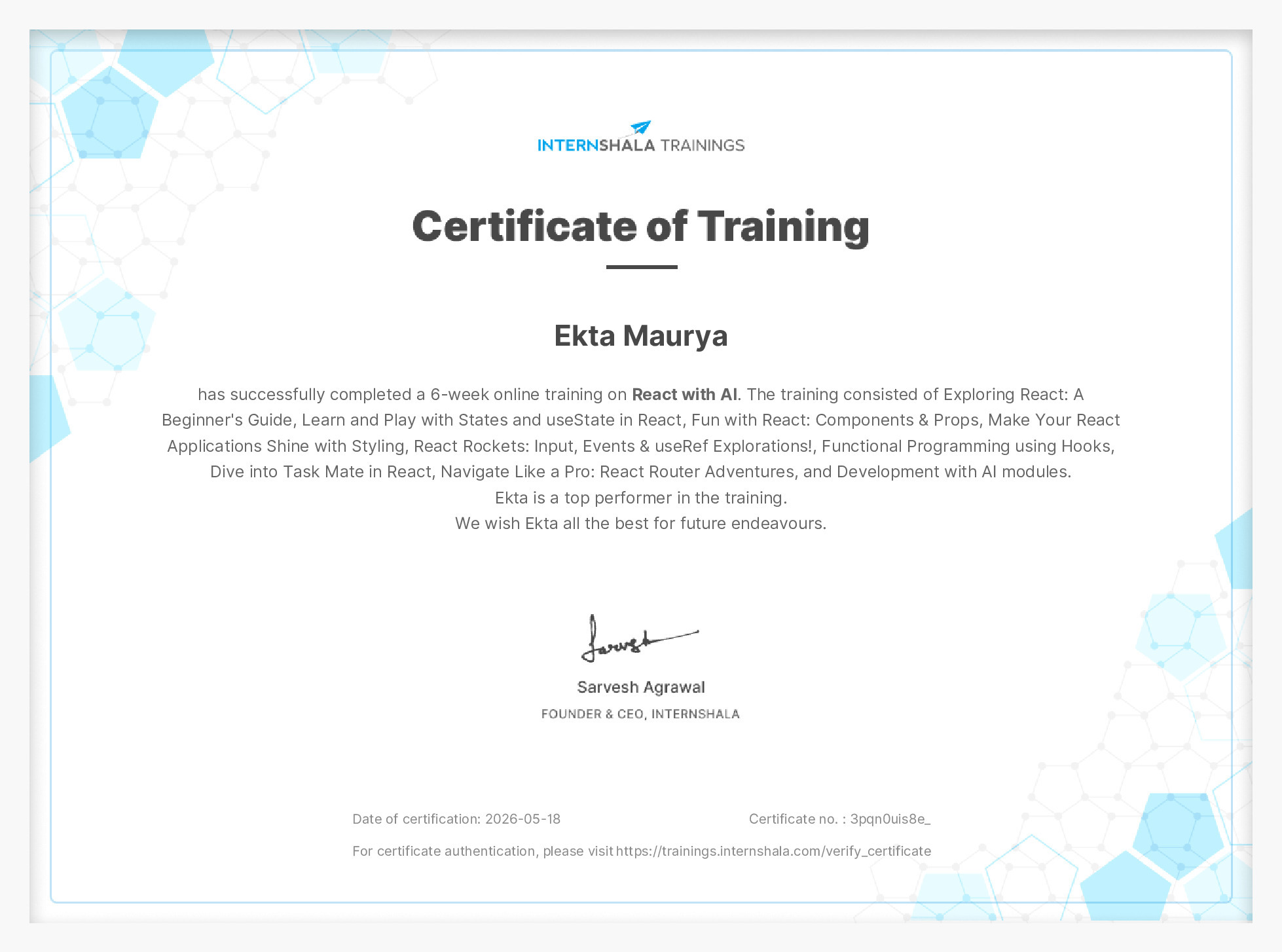 Certificate of completion