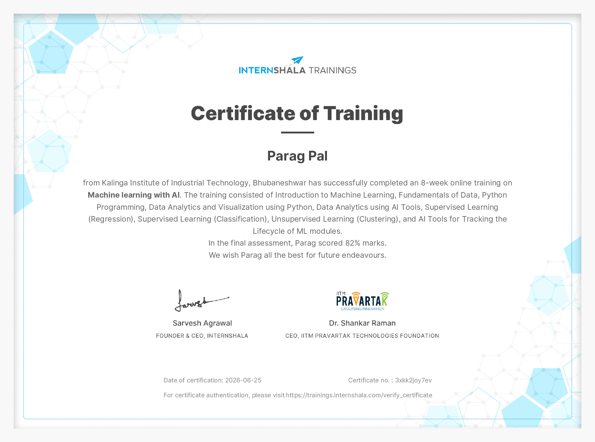 Certificate of completion