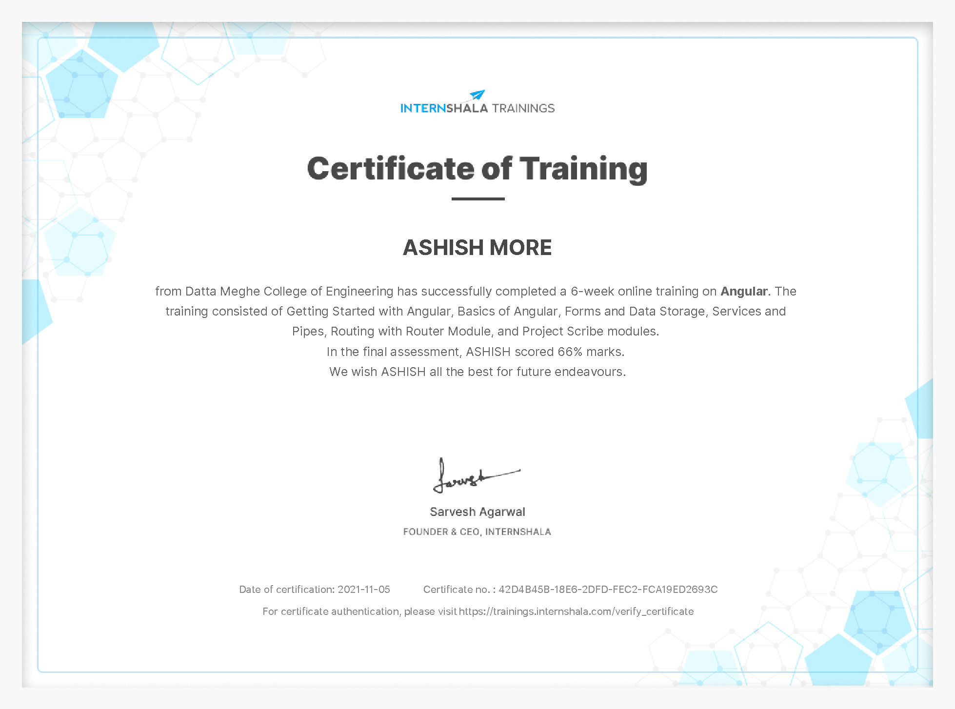 Certificate of completion