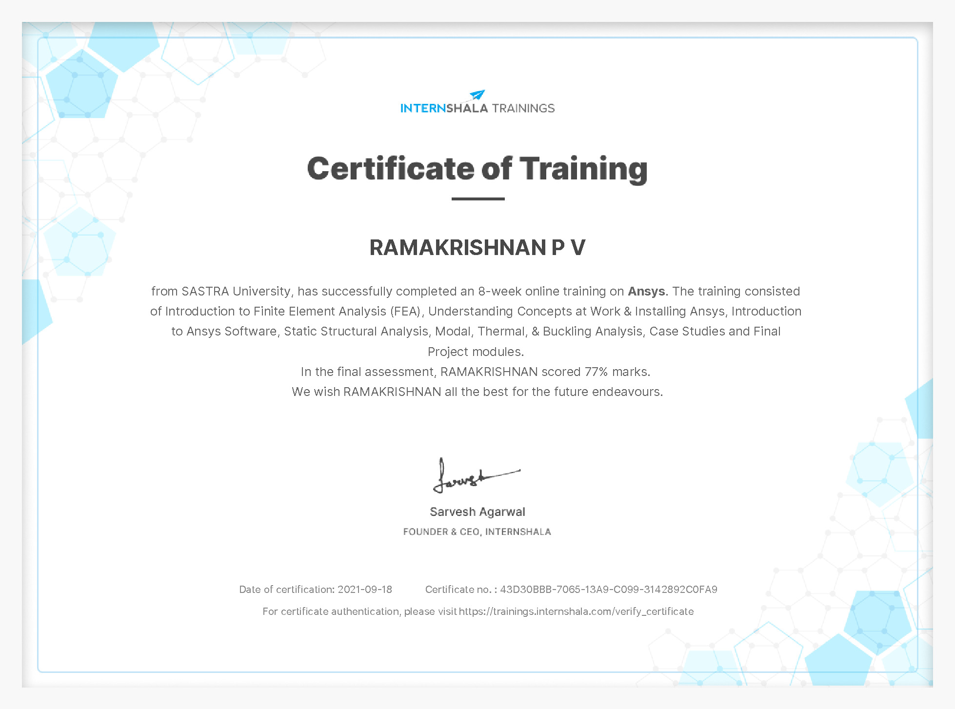 Certificate of completion