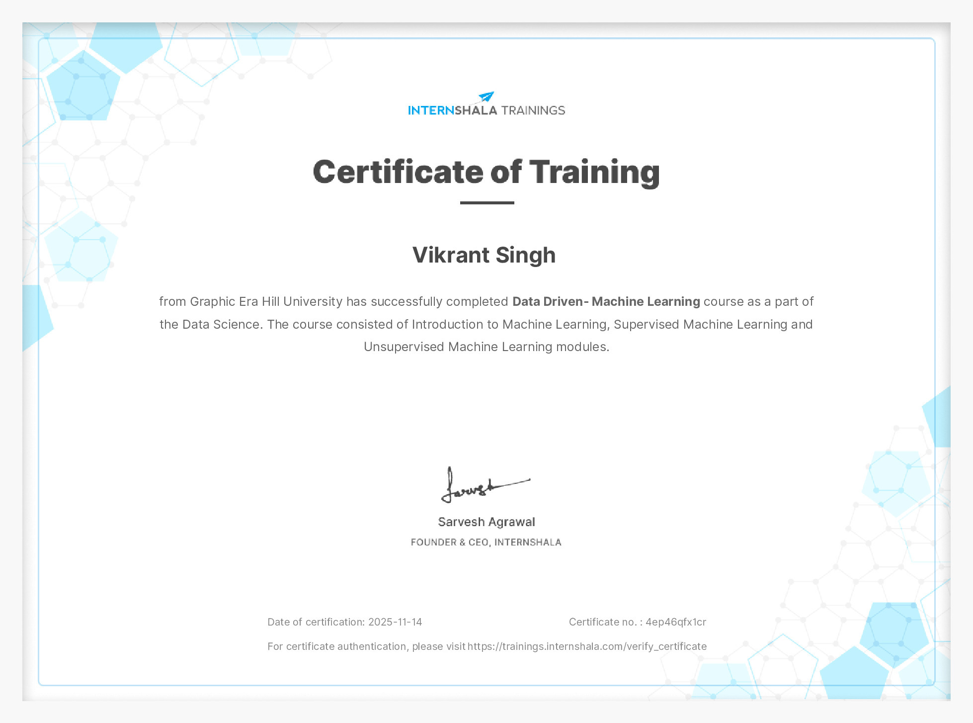 Certificate of completion