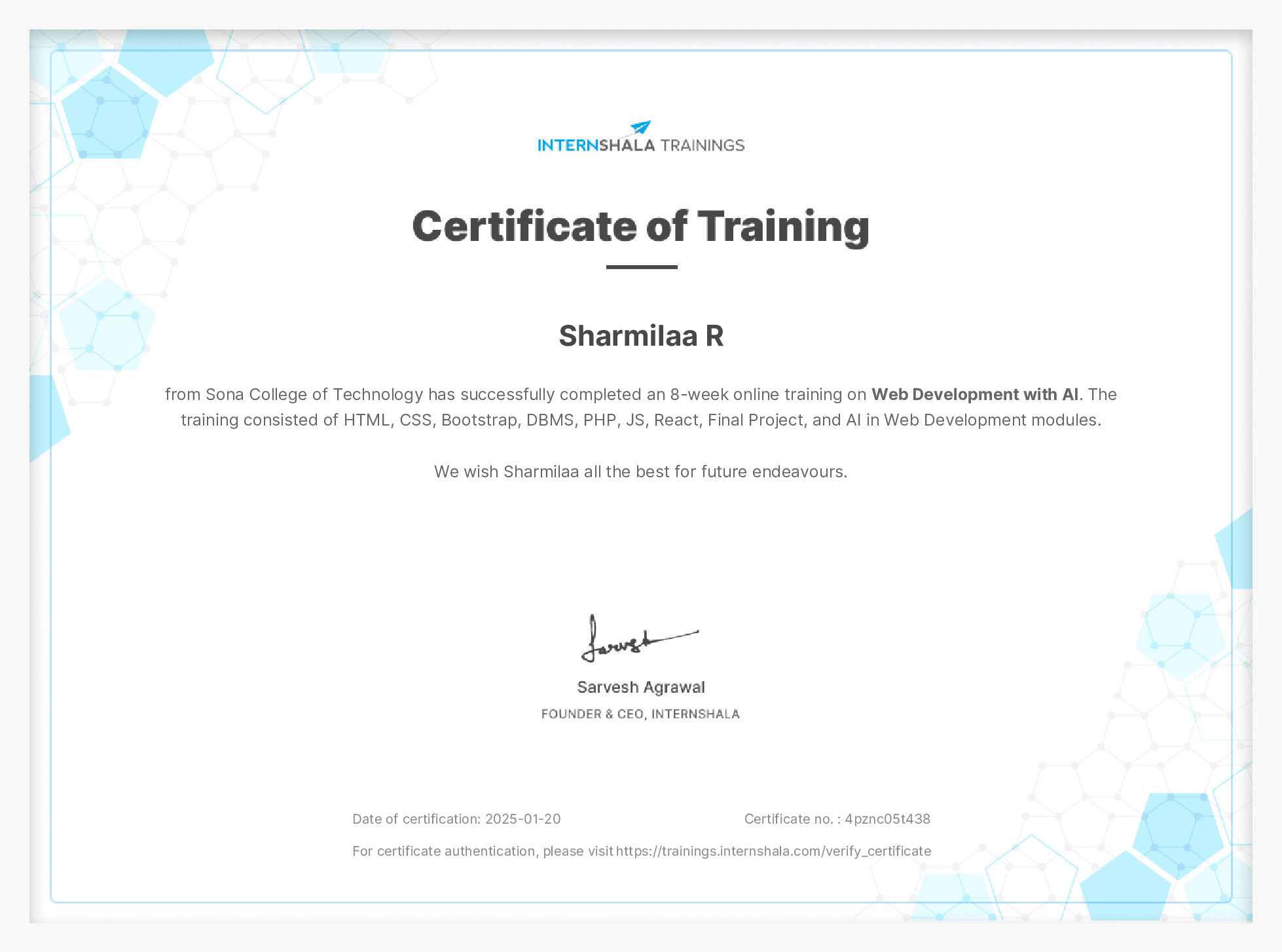 Certificate of completion