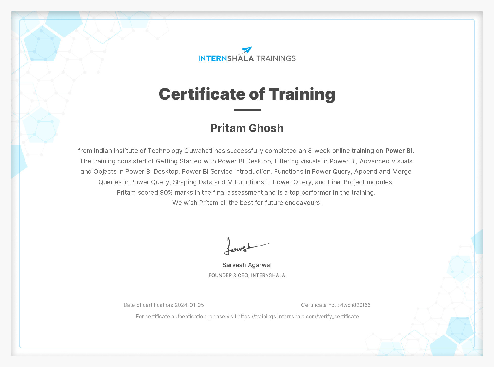 Certificate of completion