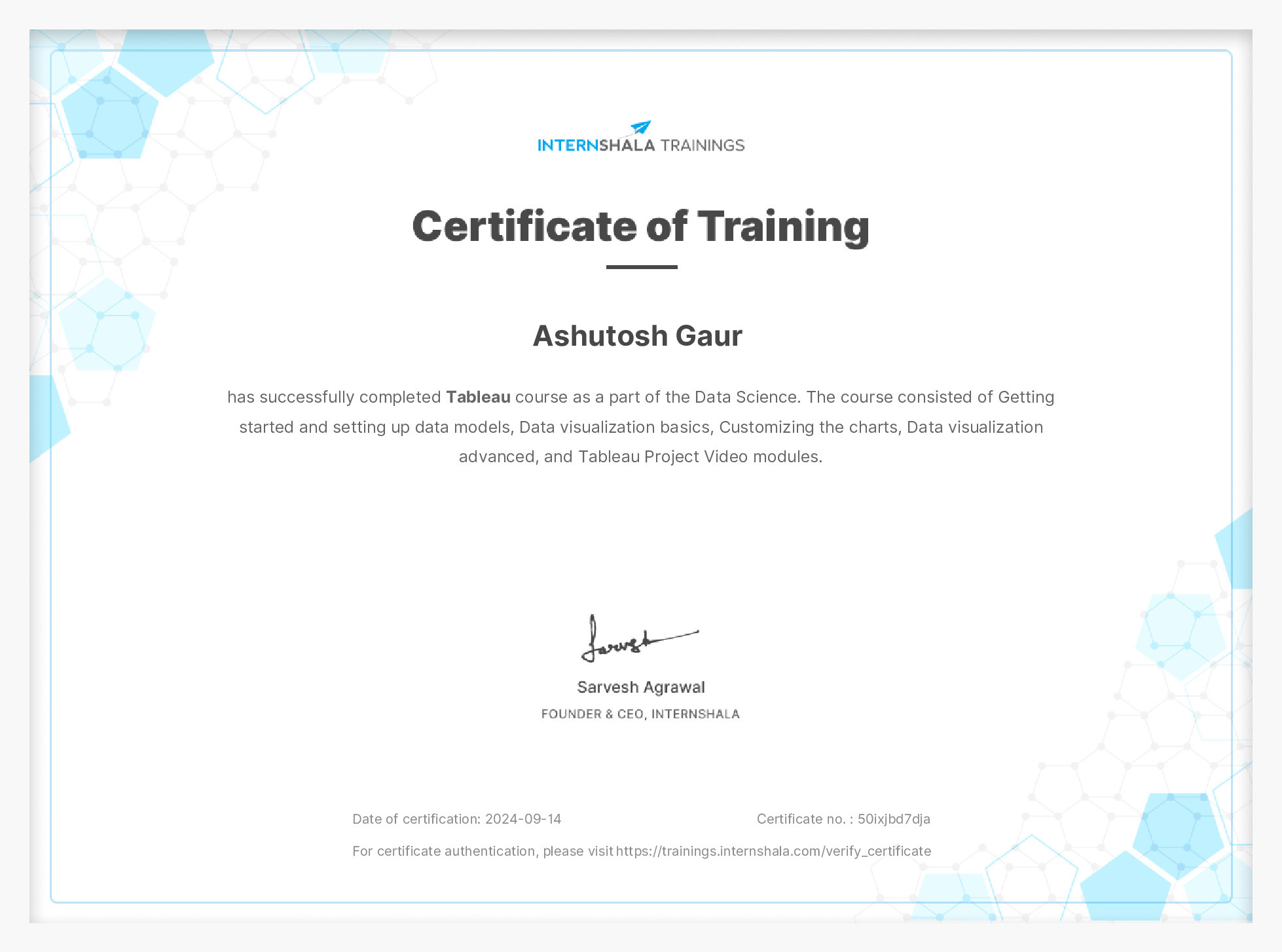 Certificate of completion