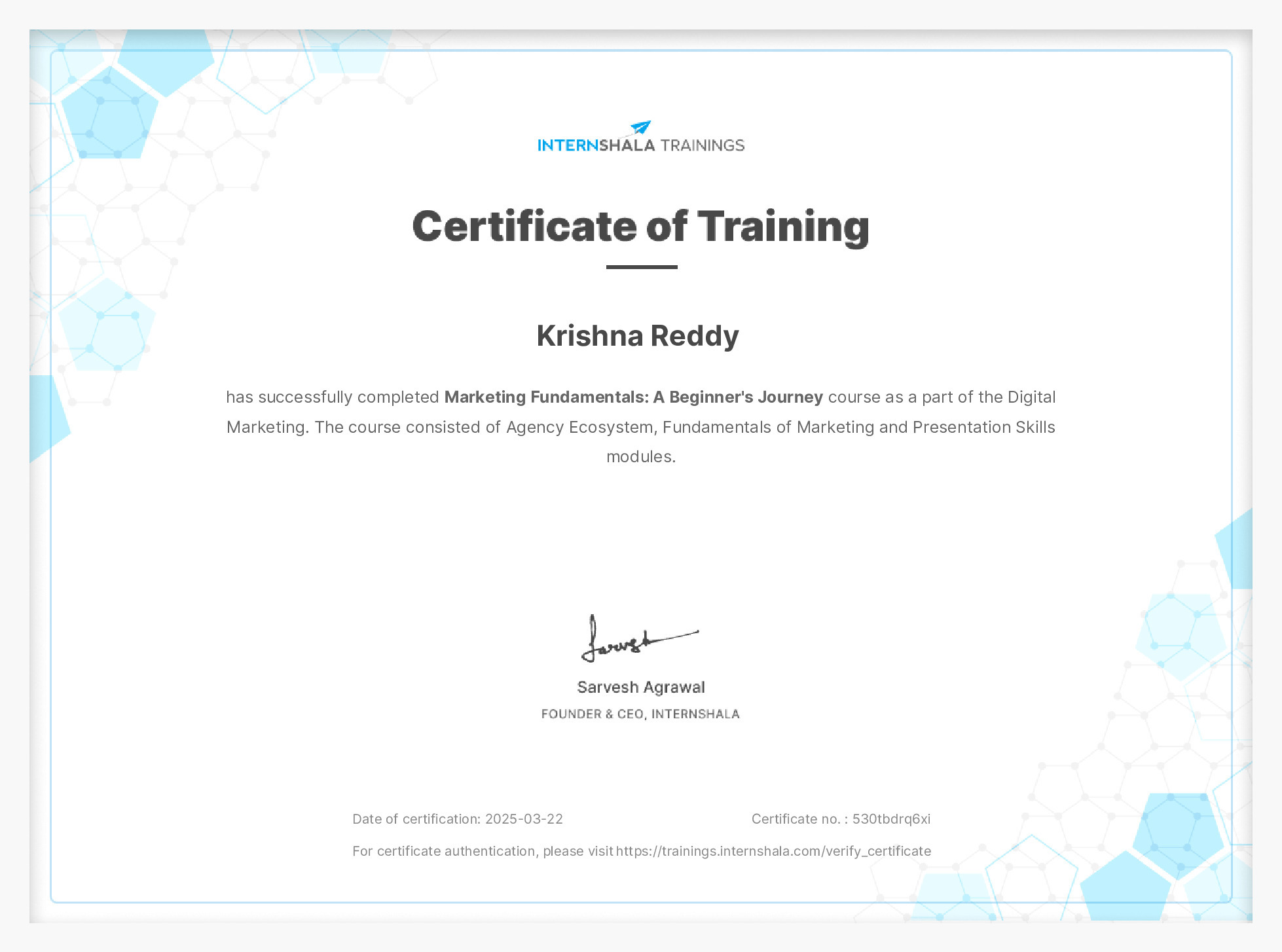Certificate of completion