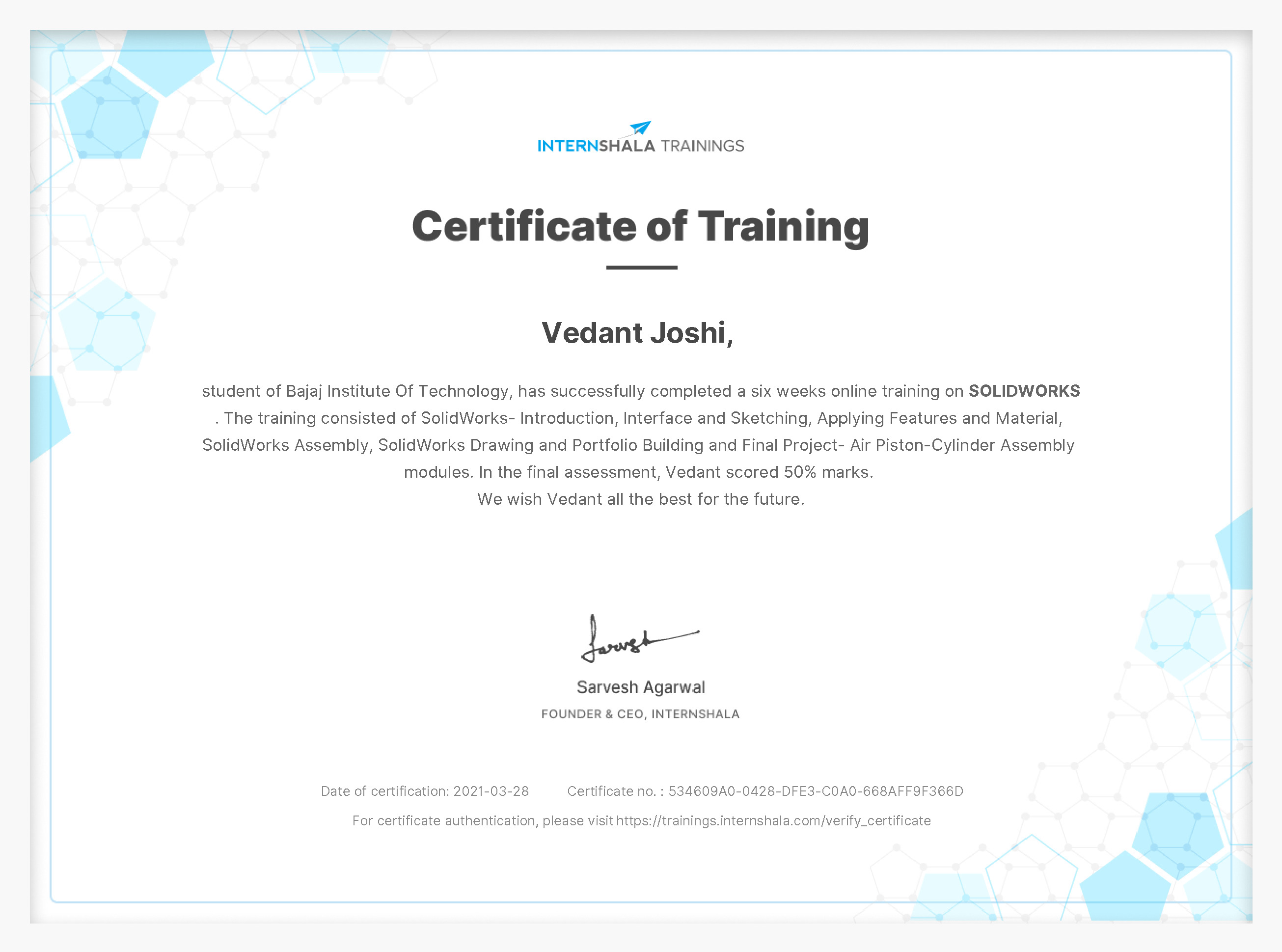 Certificate of completion