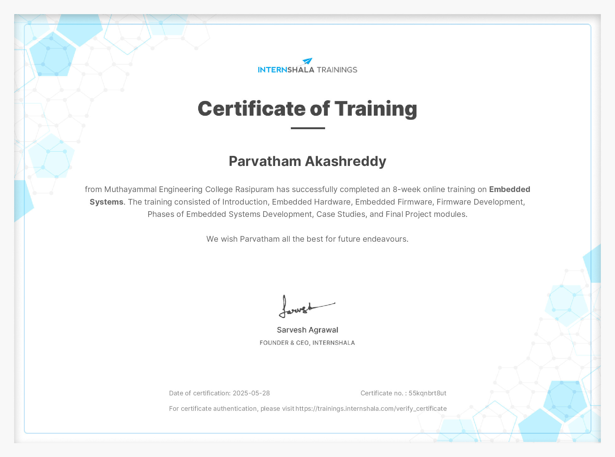 Certificate of completion