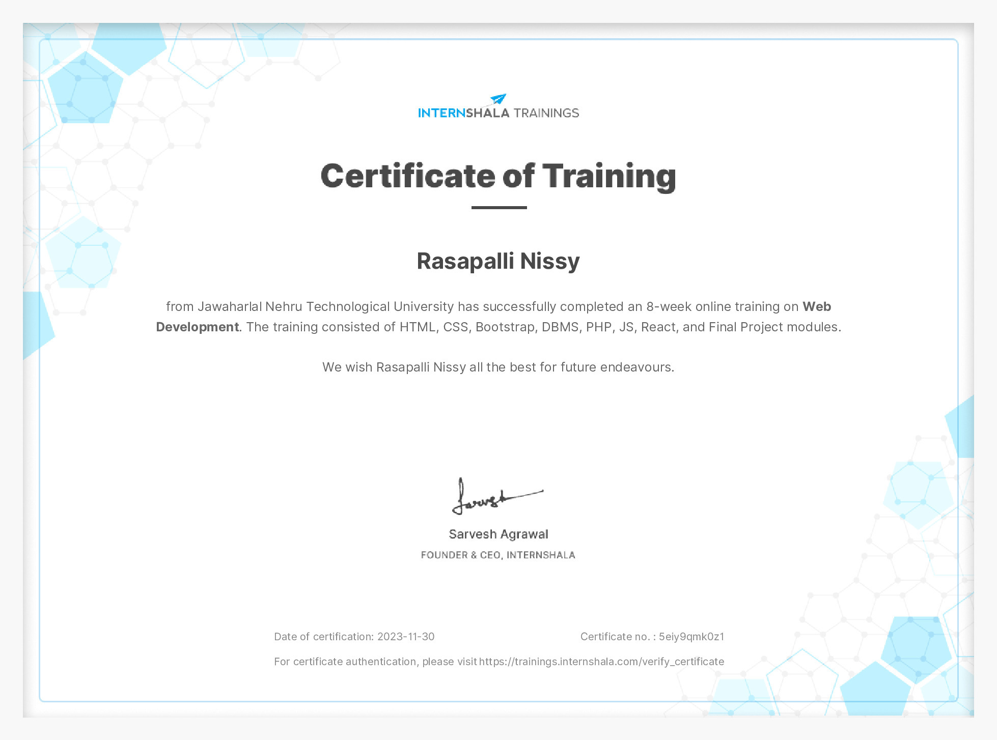 Certificate of completion