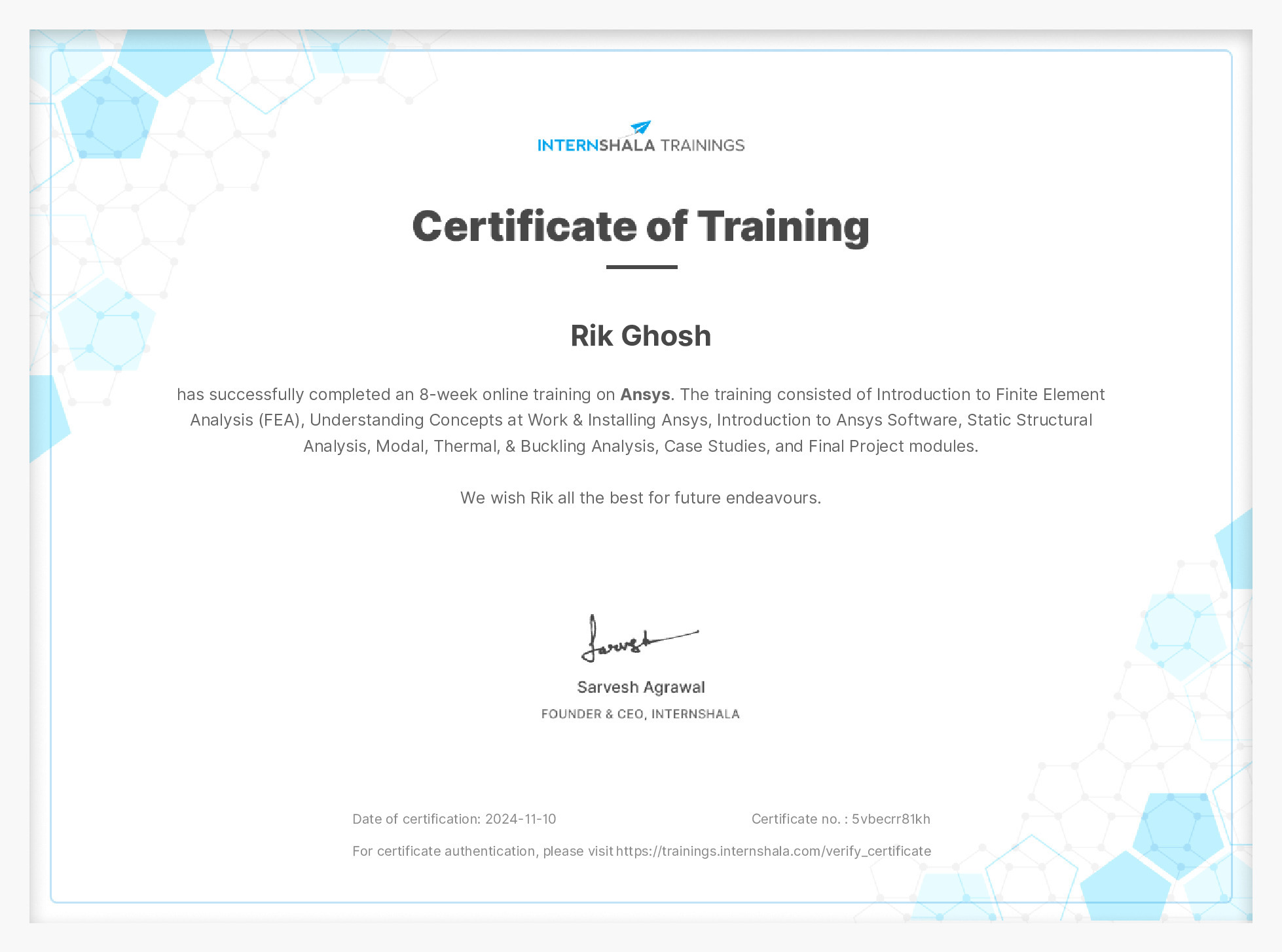 Certificate of completion