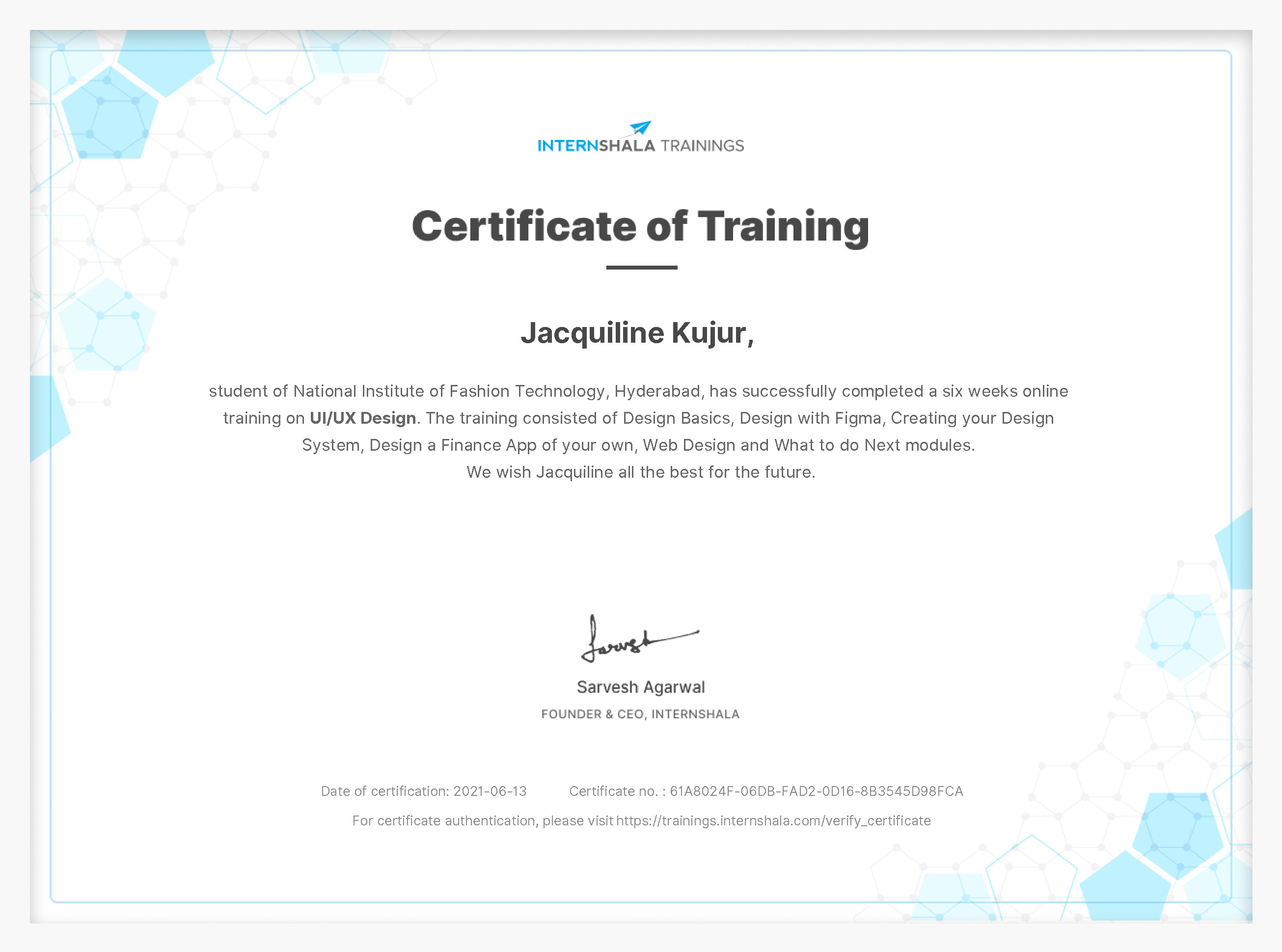 Certificate of completion
