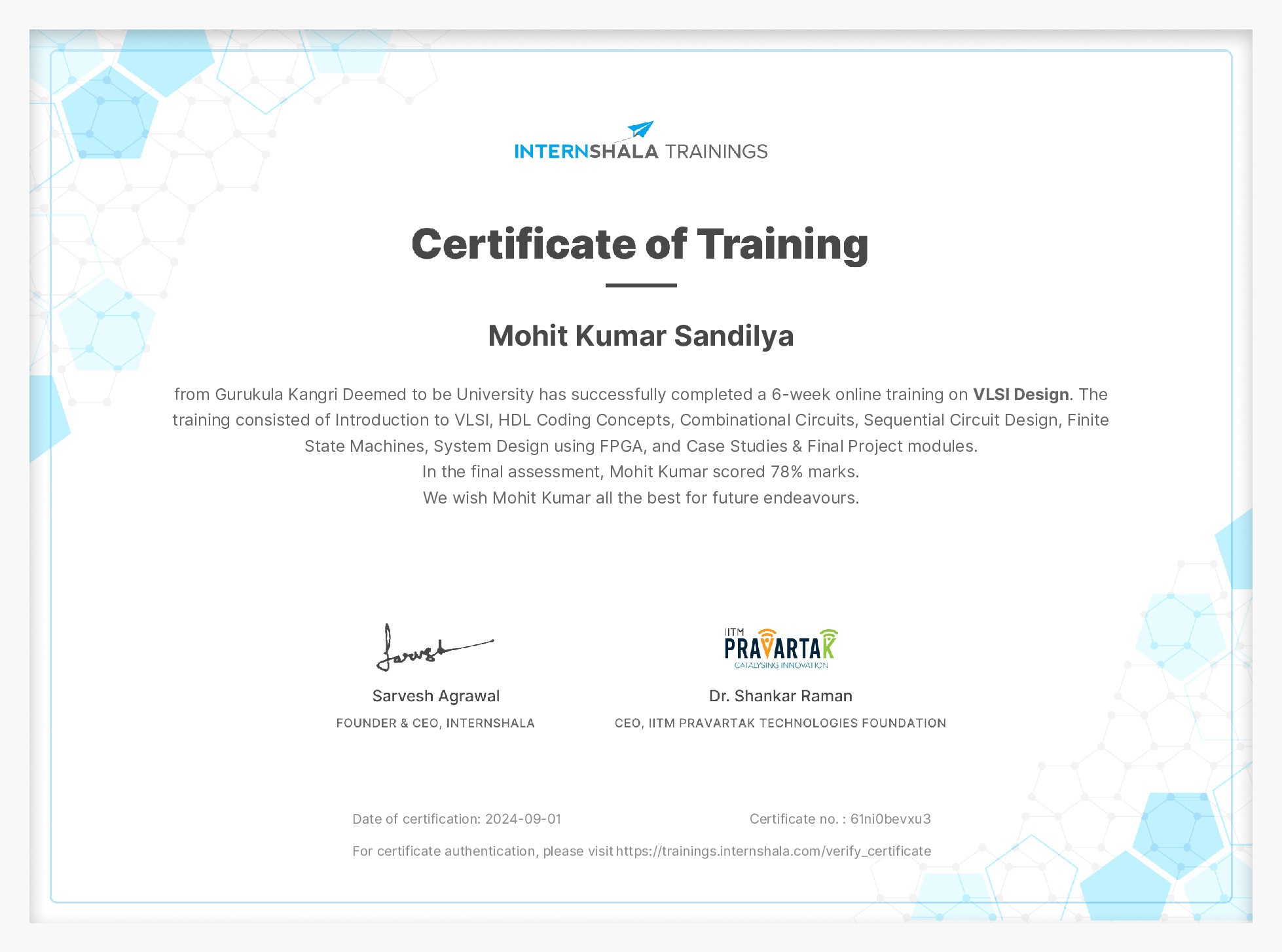 Certificate of completion