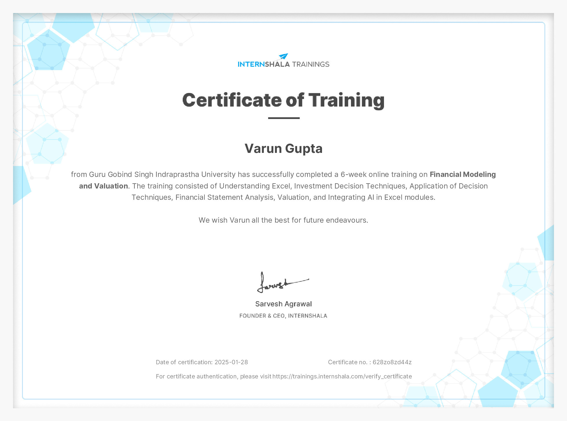 Certificate of completion