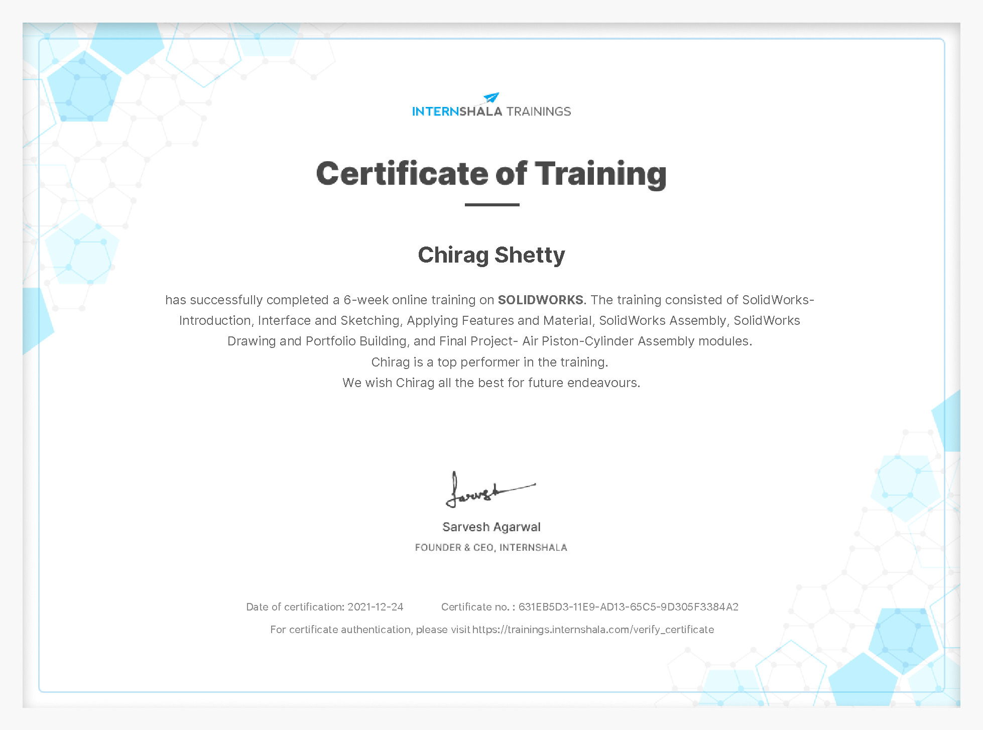 Certificate of completion