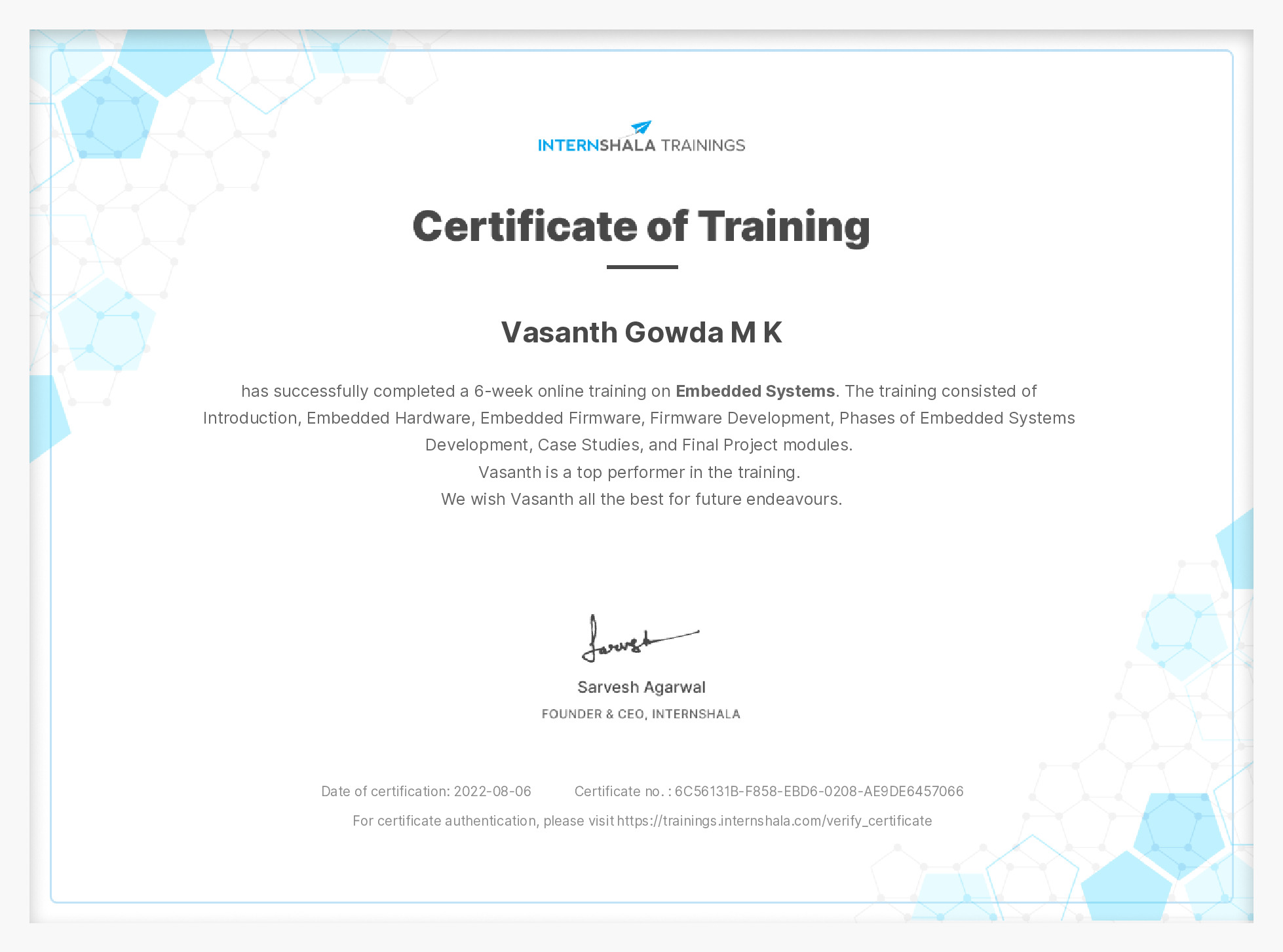 Certificate of completion